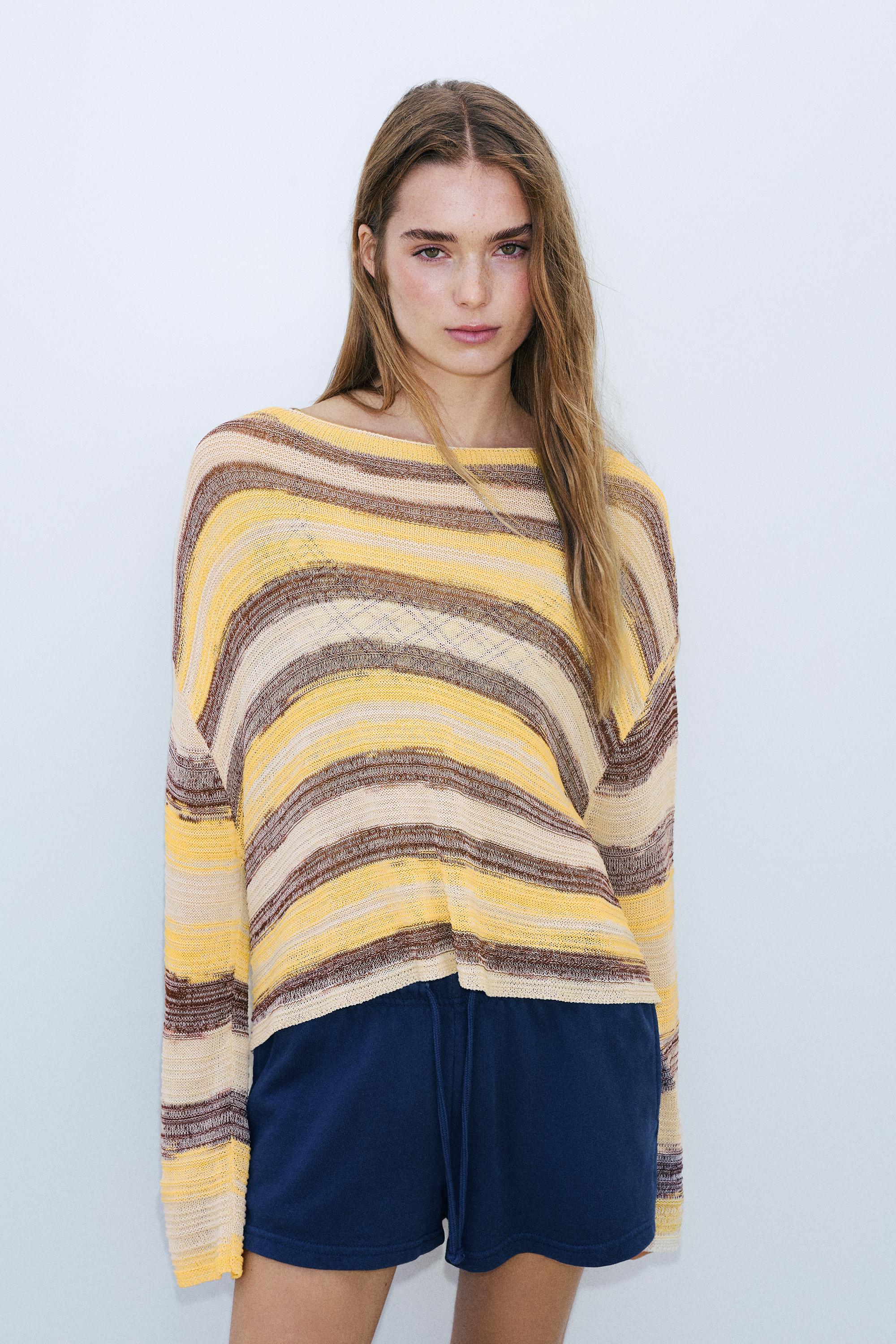 Space dye cutwork jumper — Yellow