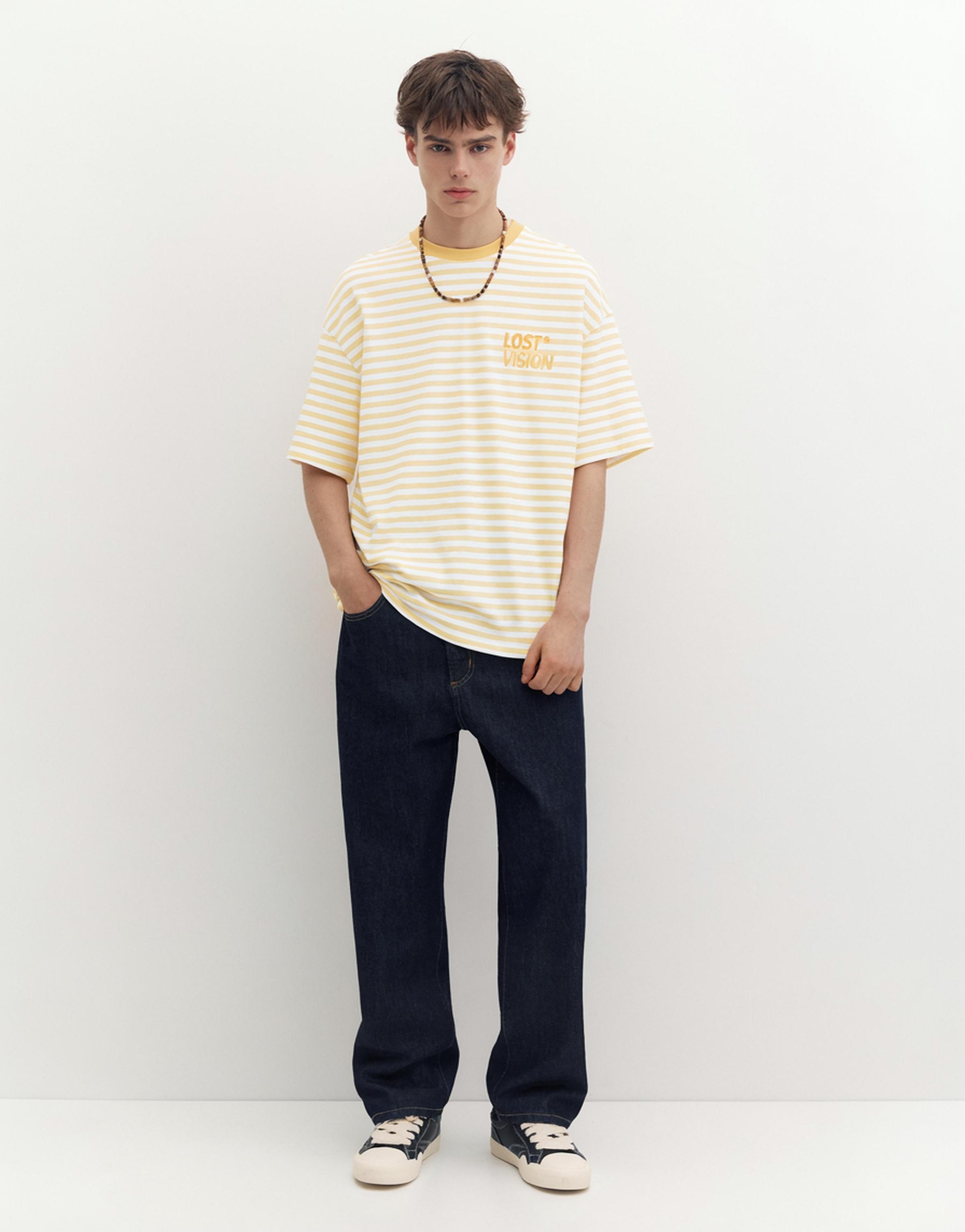 STWD boxy striped T-shirt — Yellow
