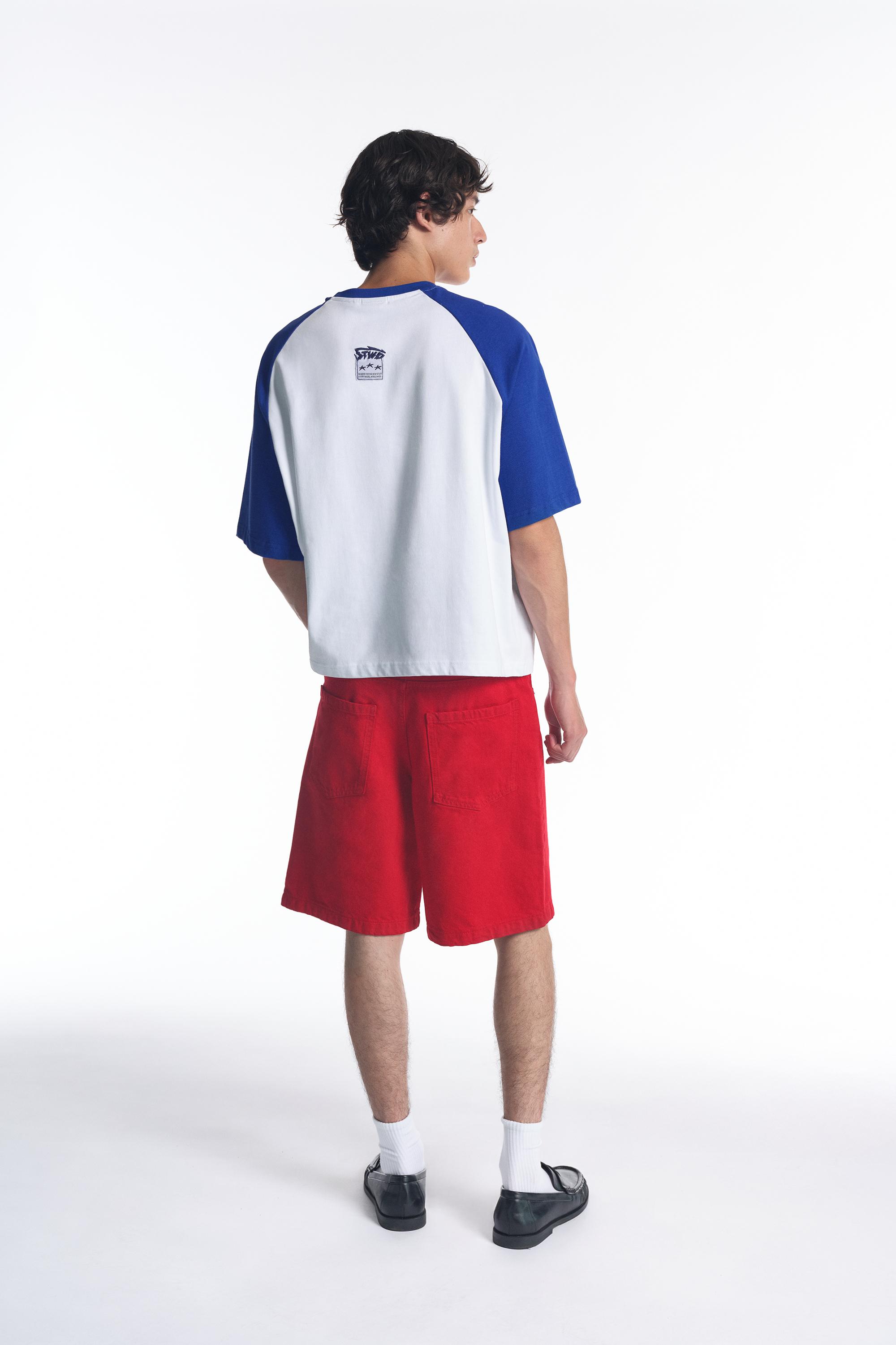 Baggy denim Bermuda shorts — Red