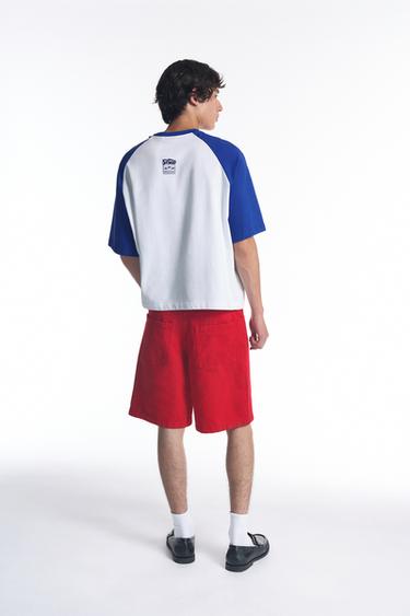 Baggy denim Bermuda shorts — Red 3