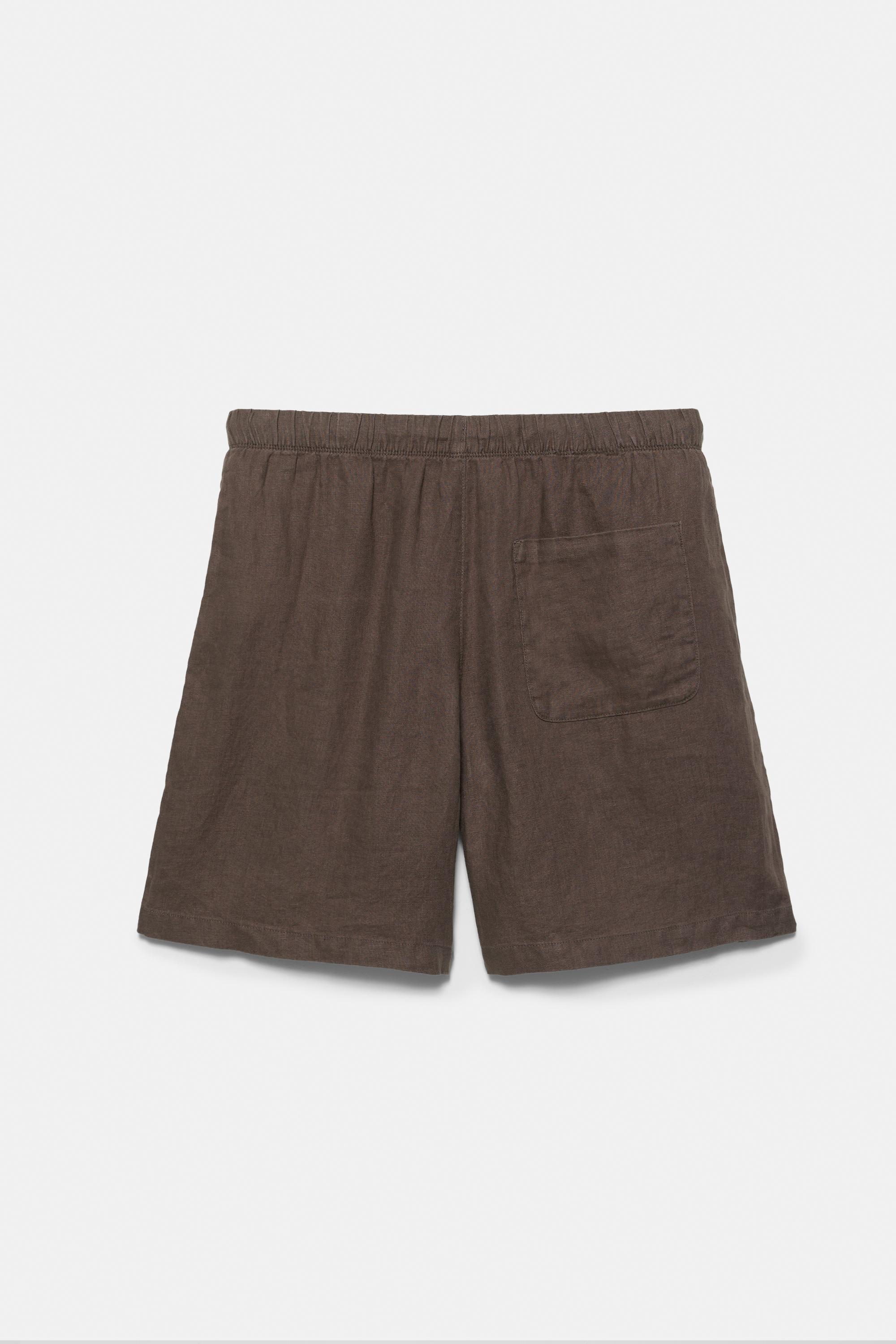 100% linen Bermuda sweat shorts — Brown