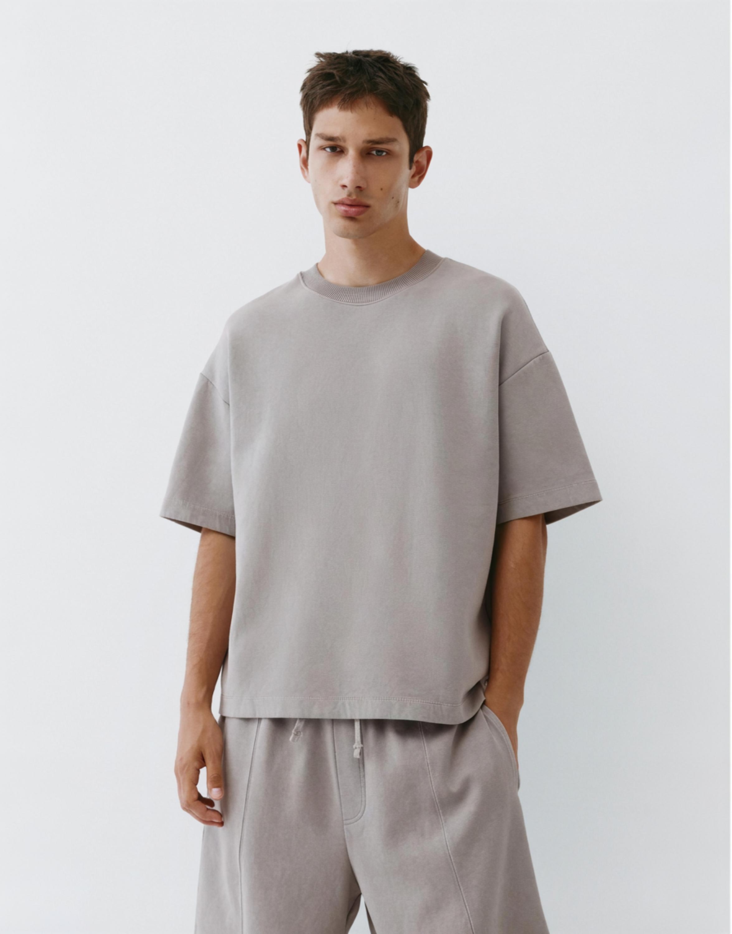 Interlock short sleeve sweatshirt — Grey marl