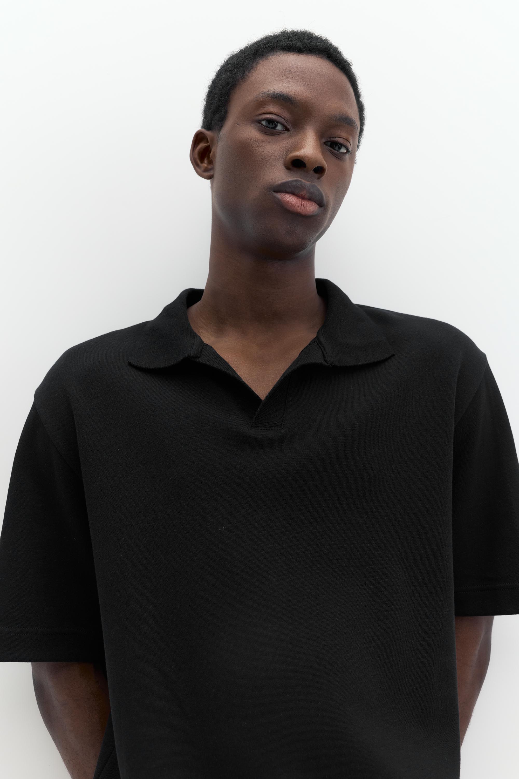 Short sleeve interlock polo shirt — Black