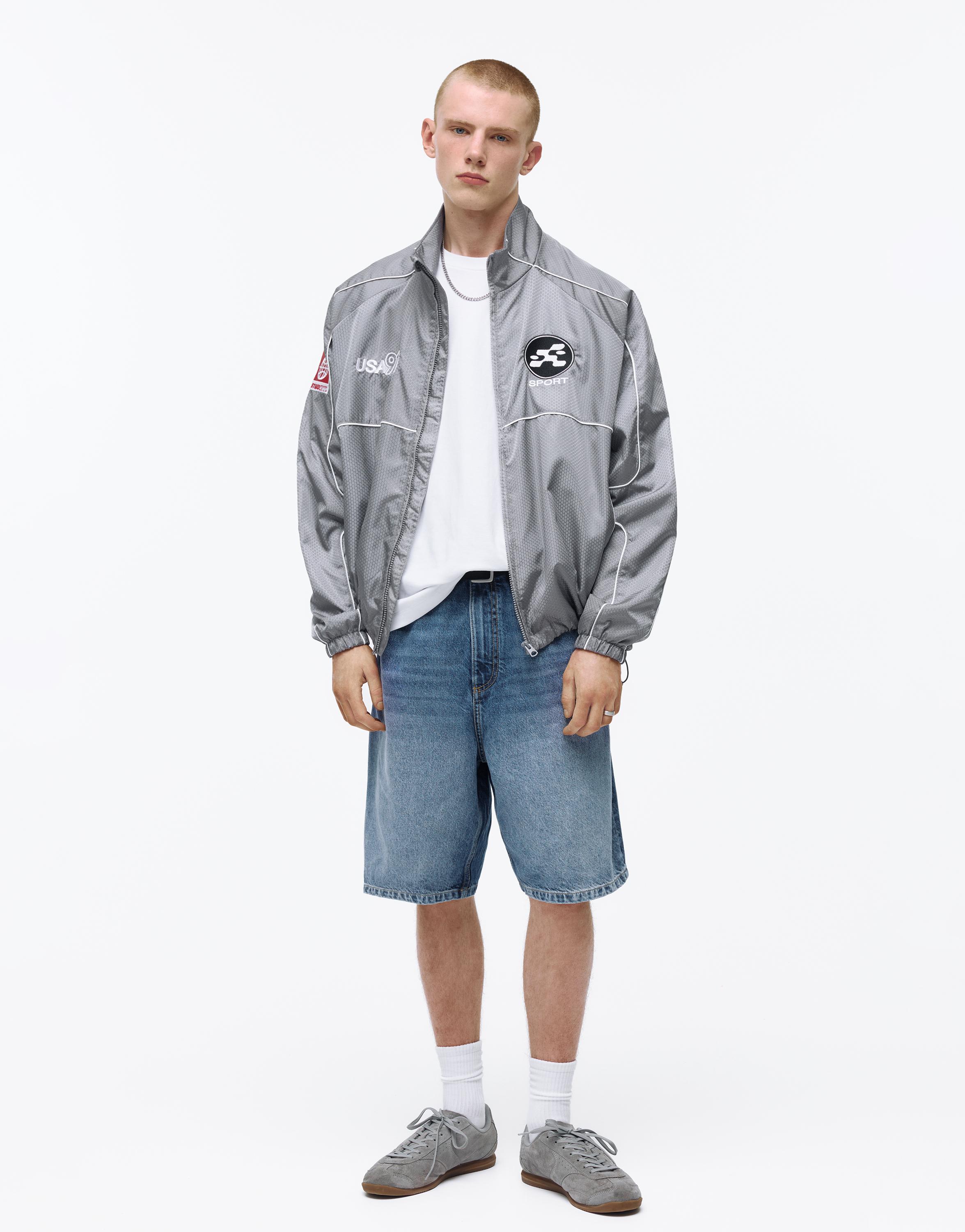 STWD contrast seam jacket — Medium grey