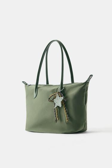 Embellished nylon tote bag — Khaki 3