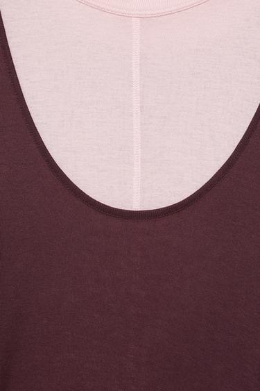 Double-layer tie-waist top — Rose pink 6
