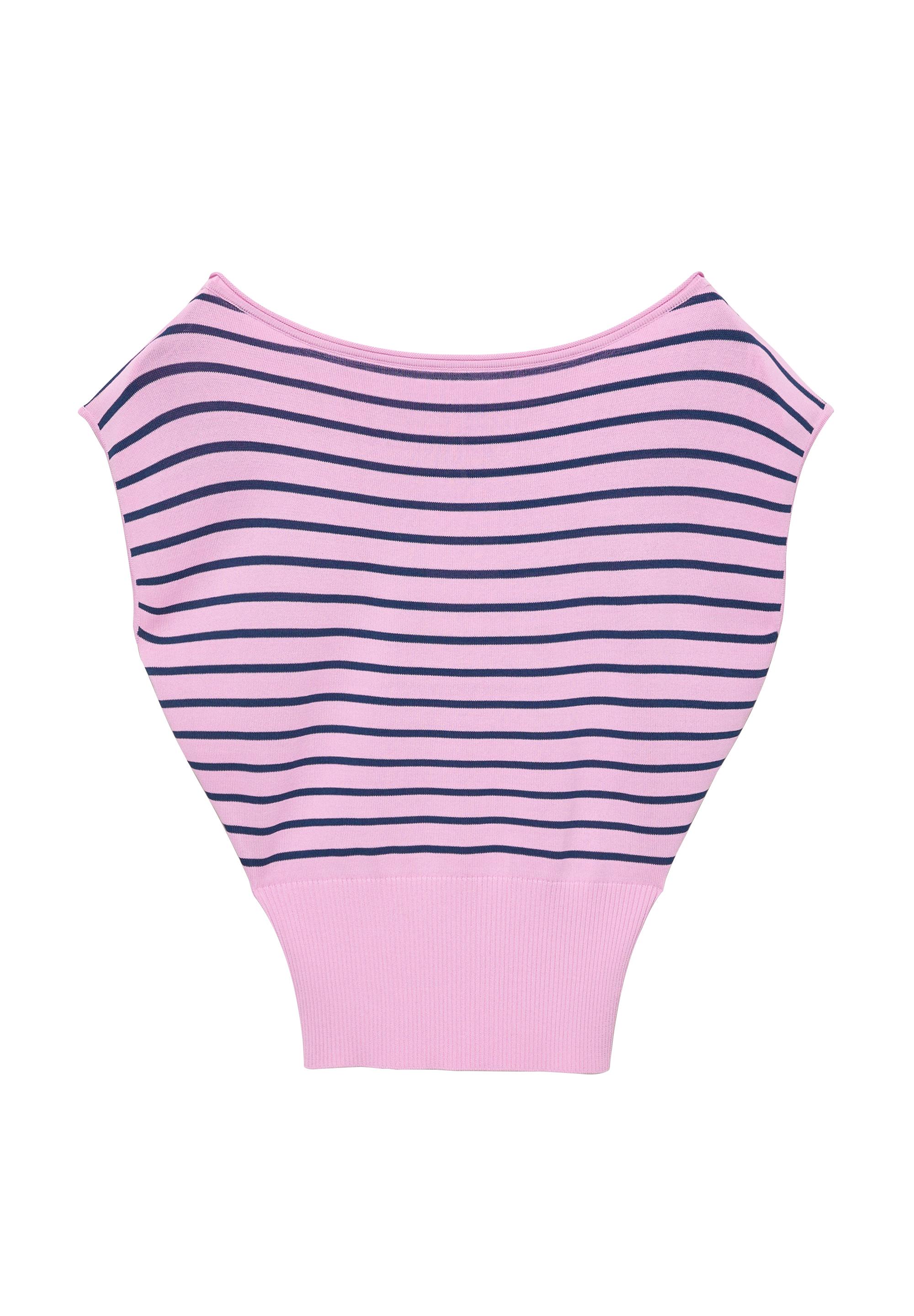 Asymmetric knit T-shirt — Pink