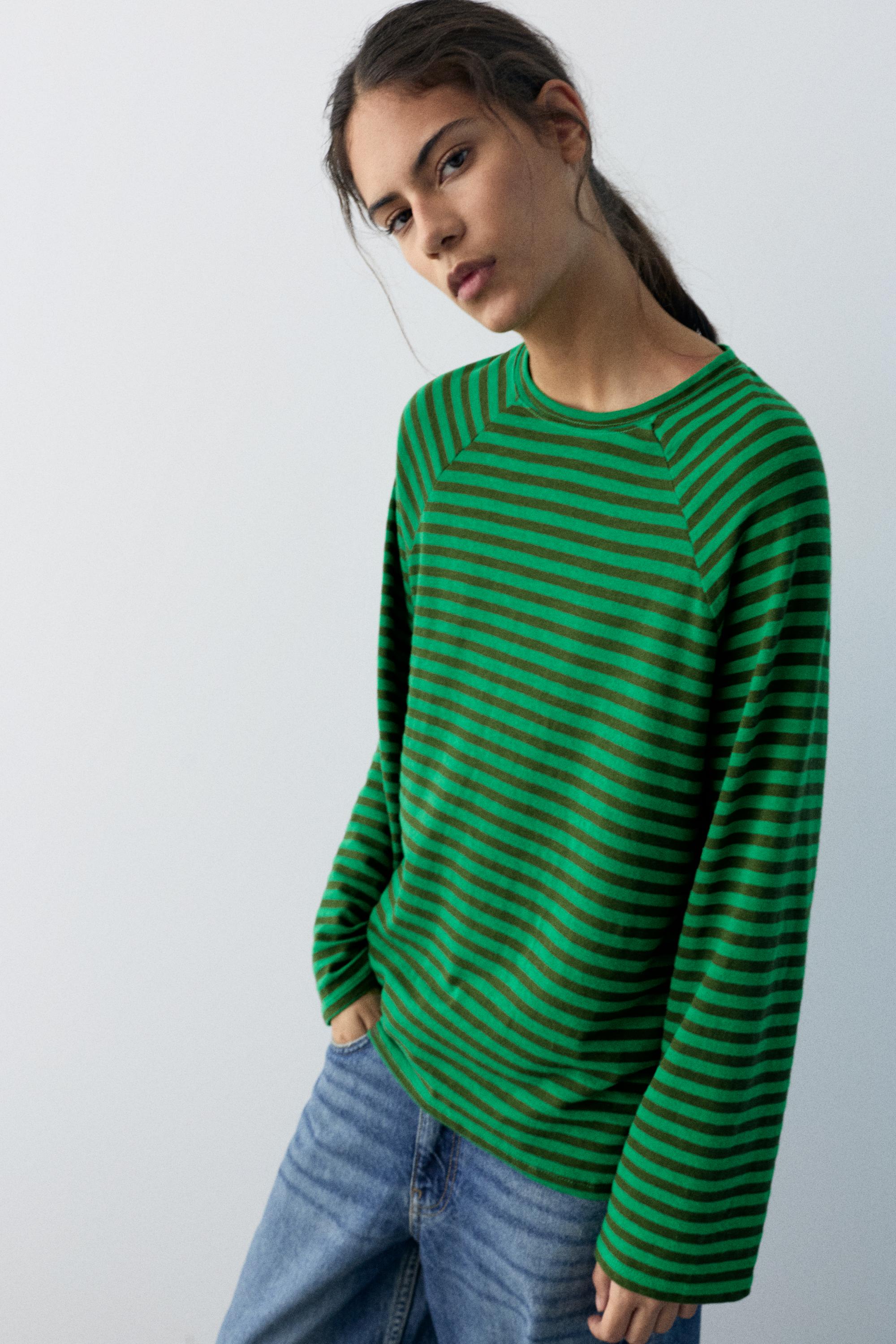 Uzun kollu çizgili tişört - Görsel 8