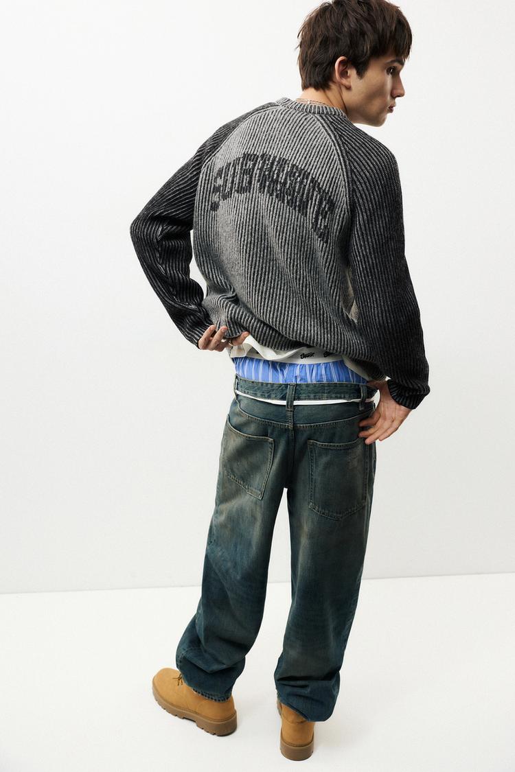 Ribbed raglan sleeve jumper — Dark anthracite