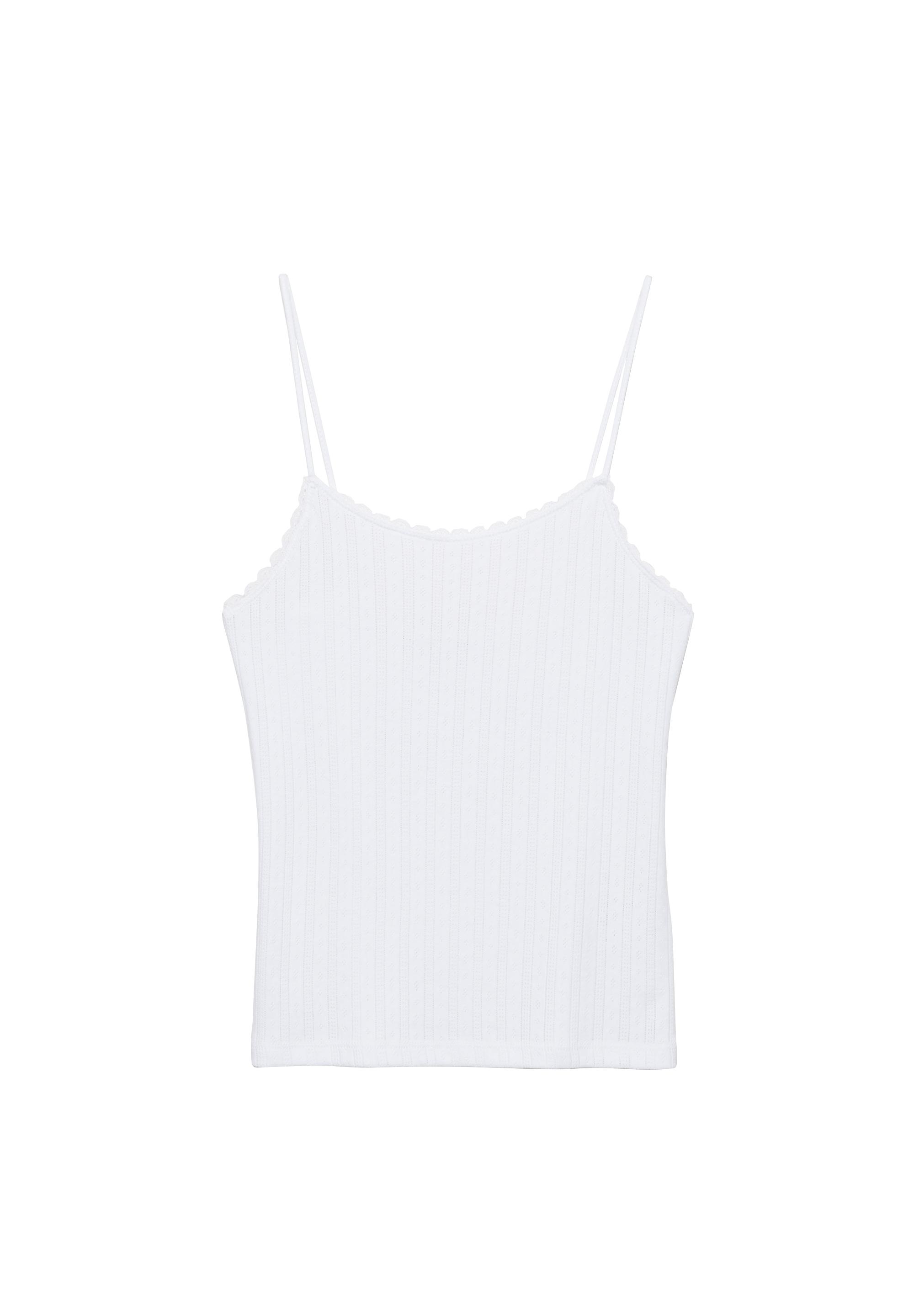 Strappy pointelle knit top — White