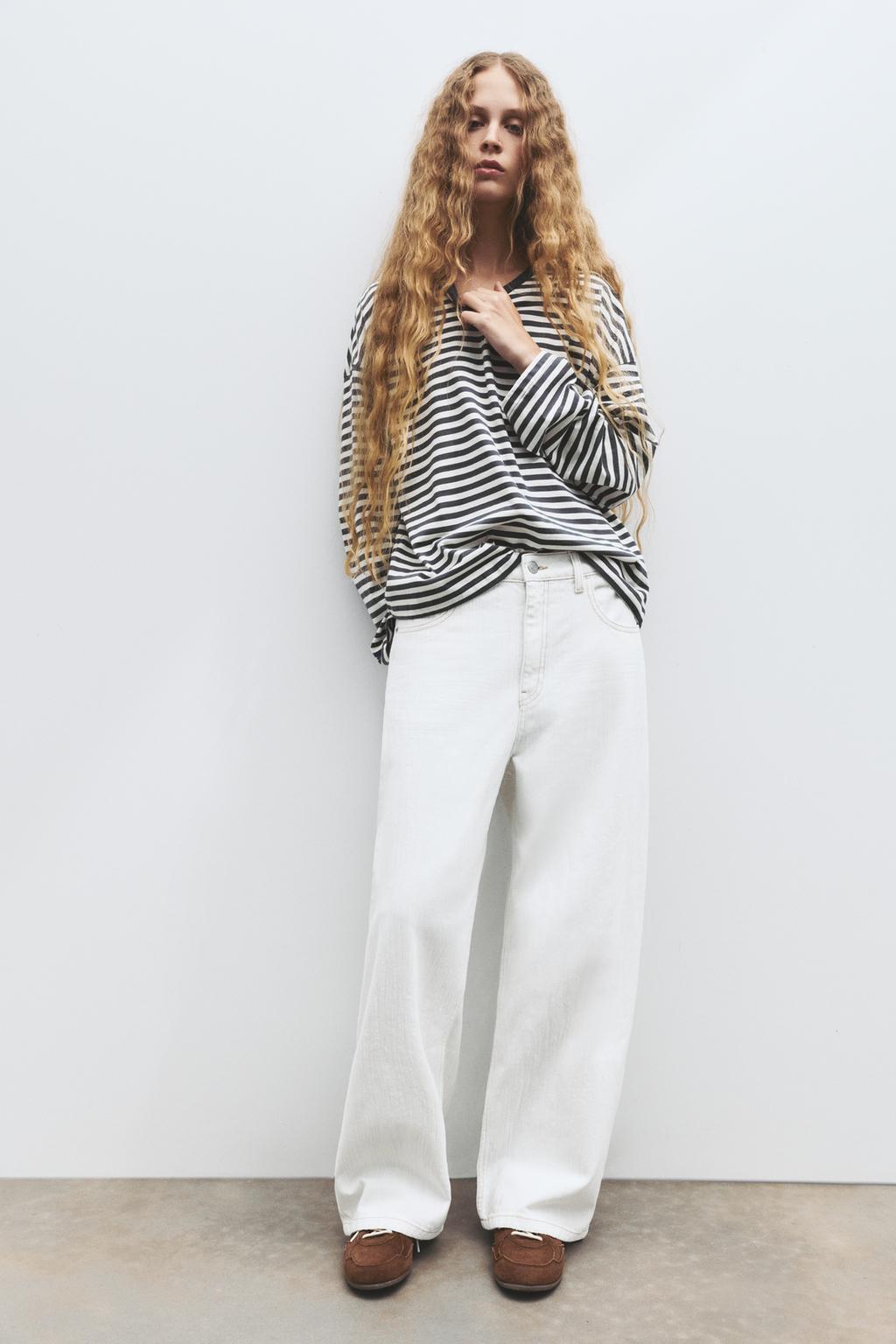 Jeans baggy bianchi con texture PULL&BEAR