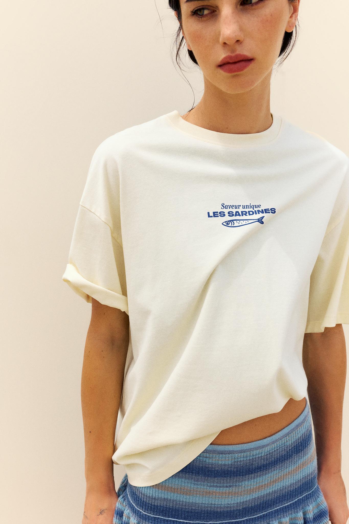 Oversize sardine graphic T-shirt — Yellow