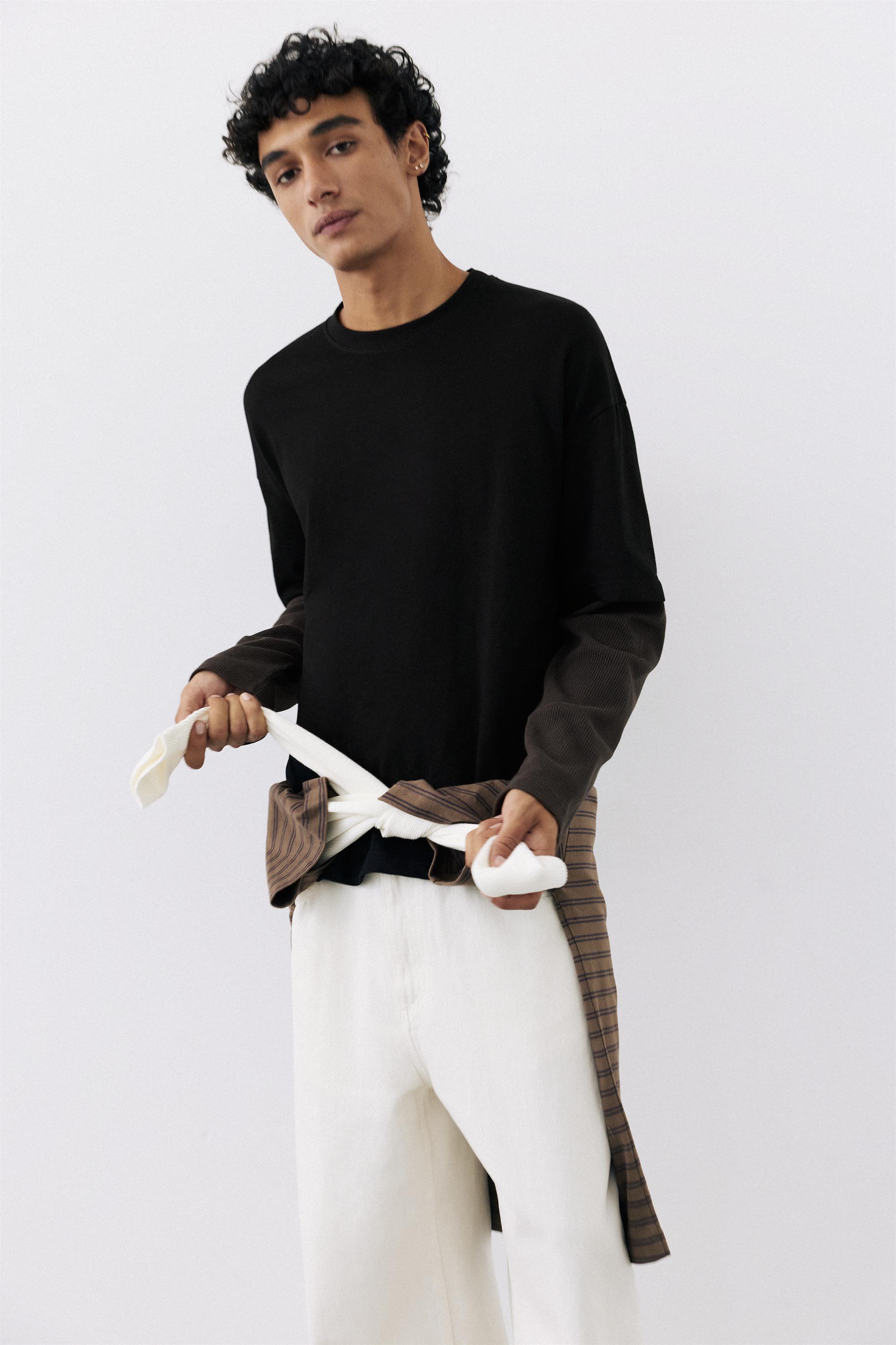 Double-layer long sleeve T-shirt — Black