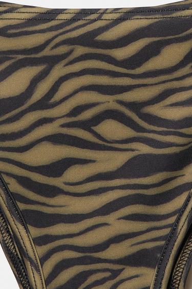 Zebra print gathered bikini bottoms — Green 5
