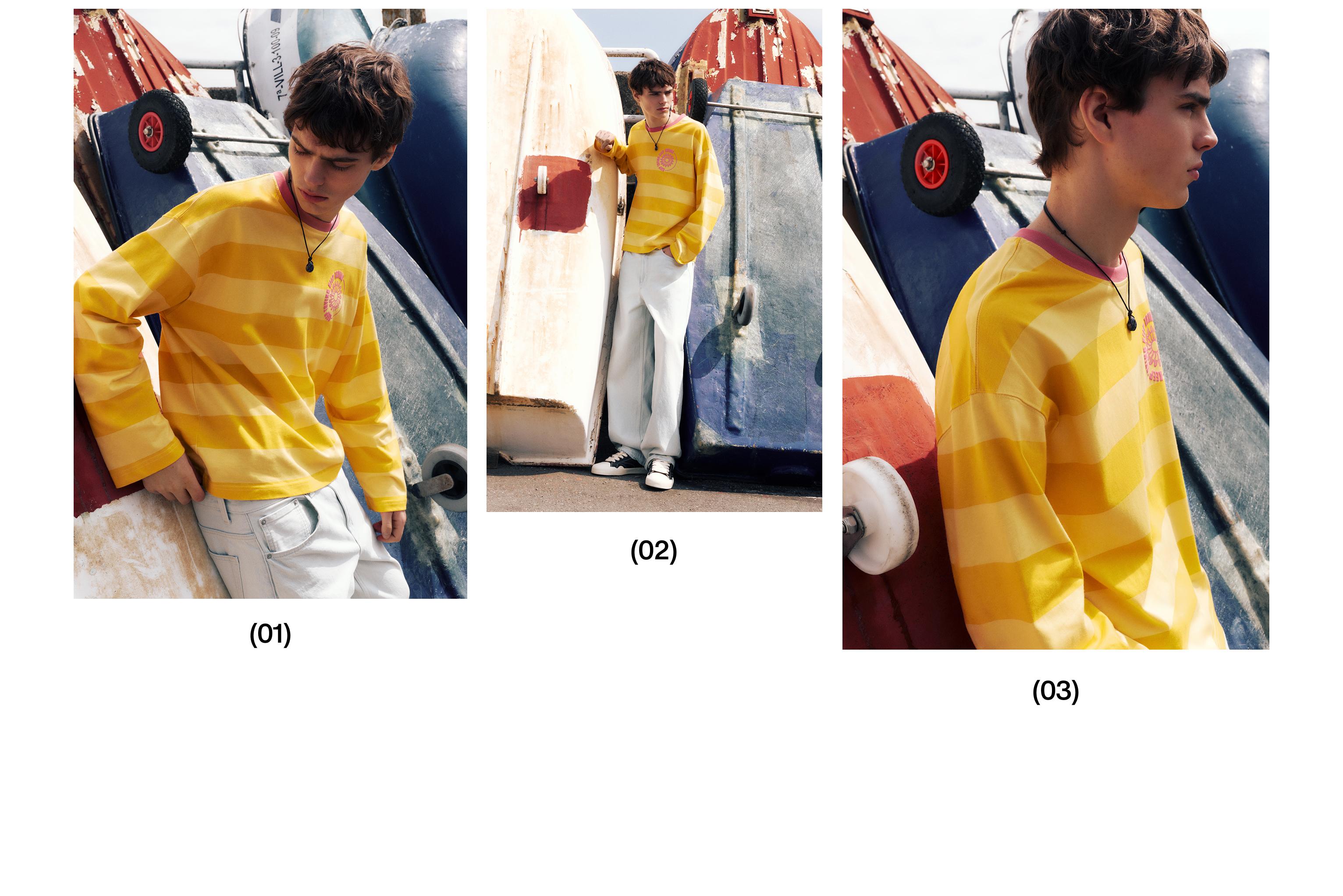 STWD boxy striped T-shirt — Yellow