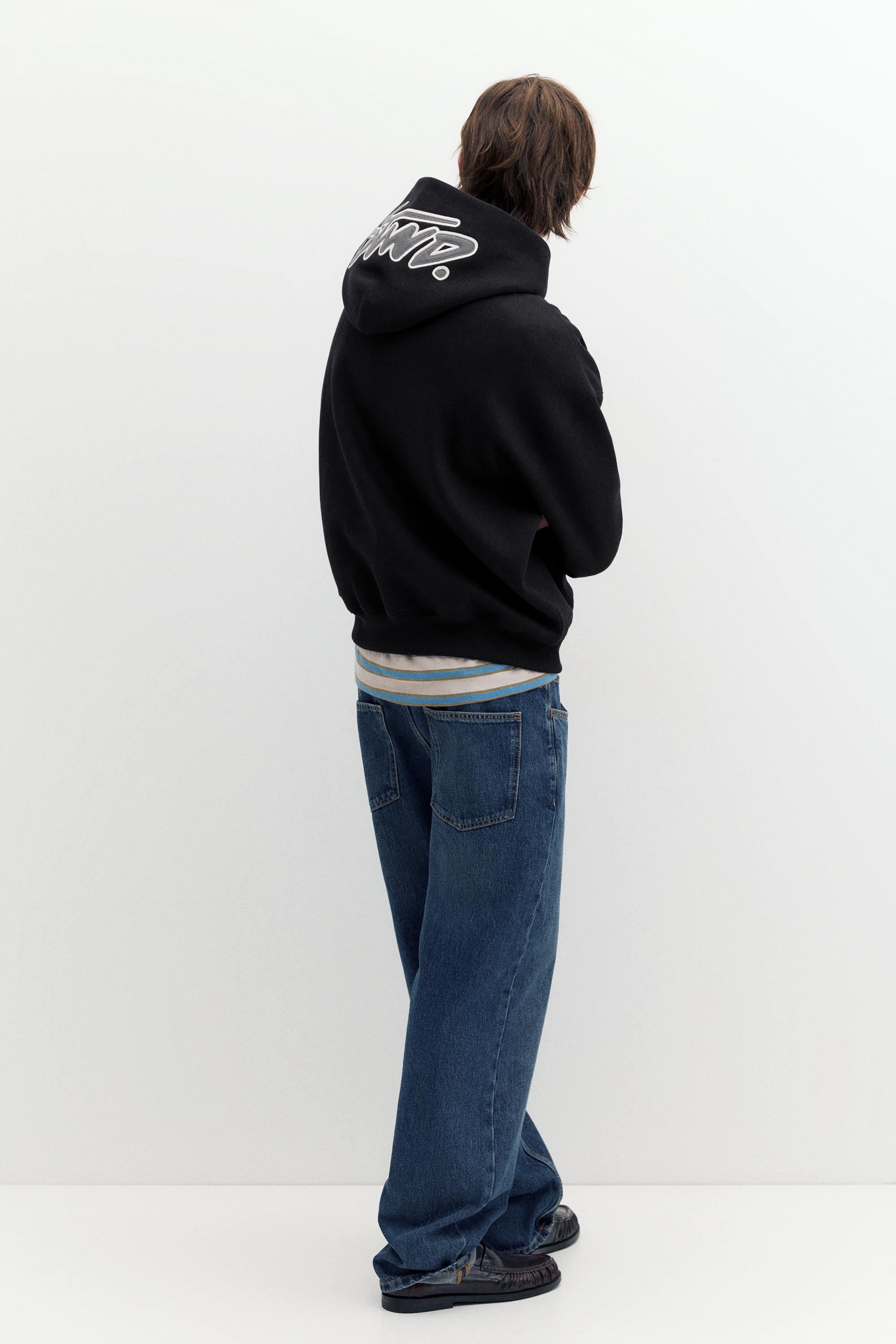 STWD boxy-fit logo hoodie — Black