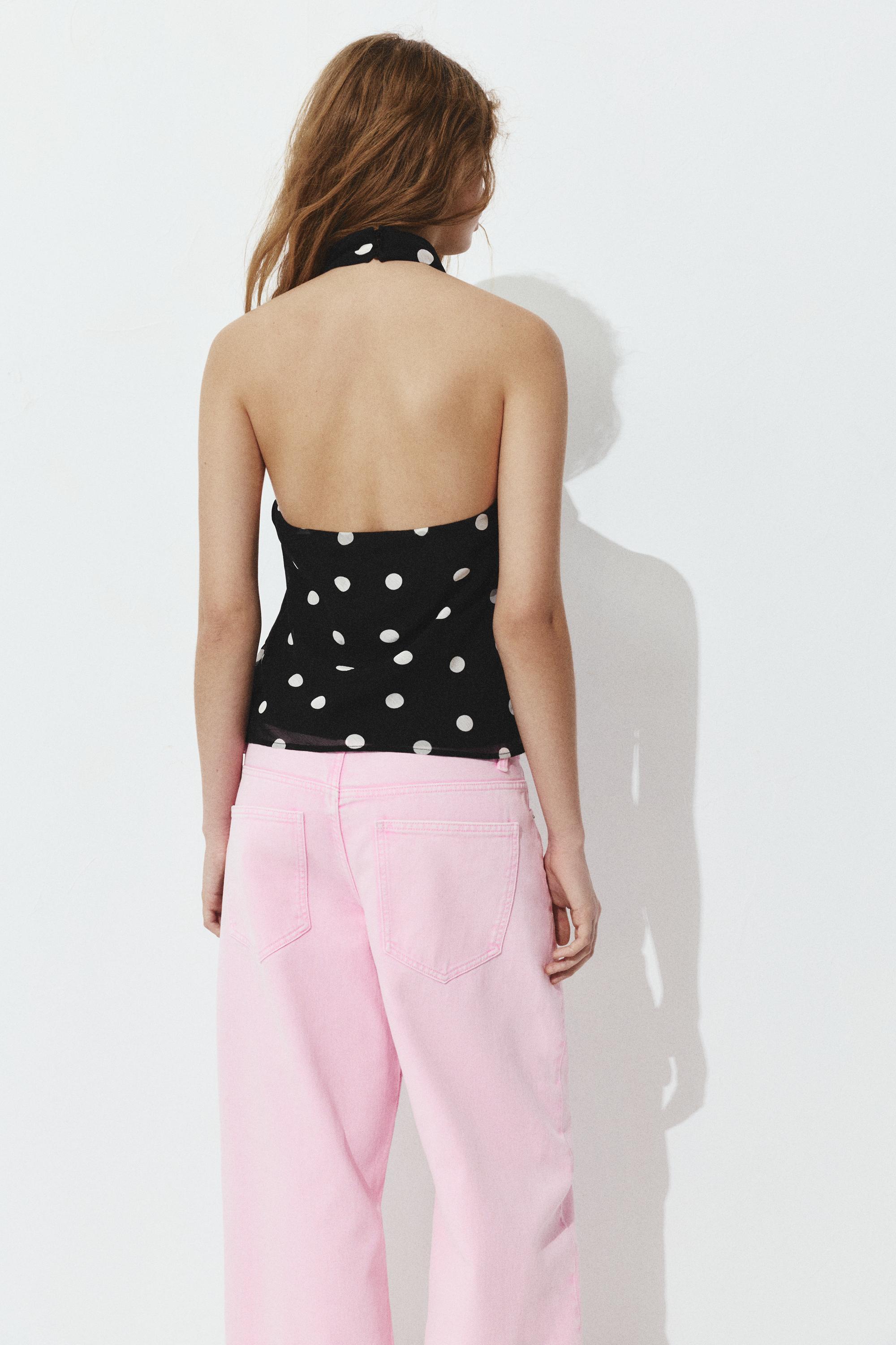 Puantiye desenli halter top - Görsel 13