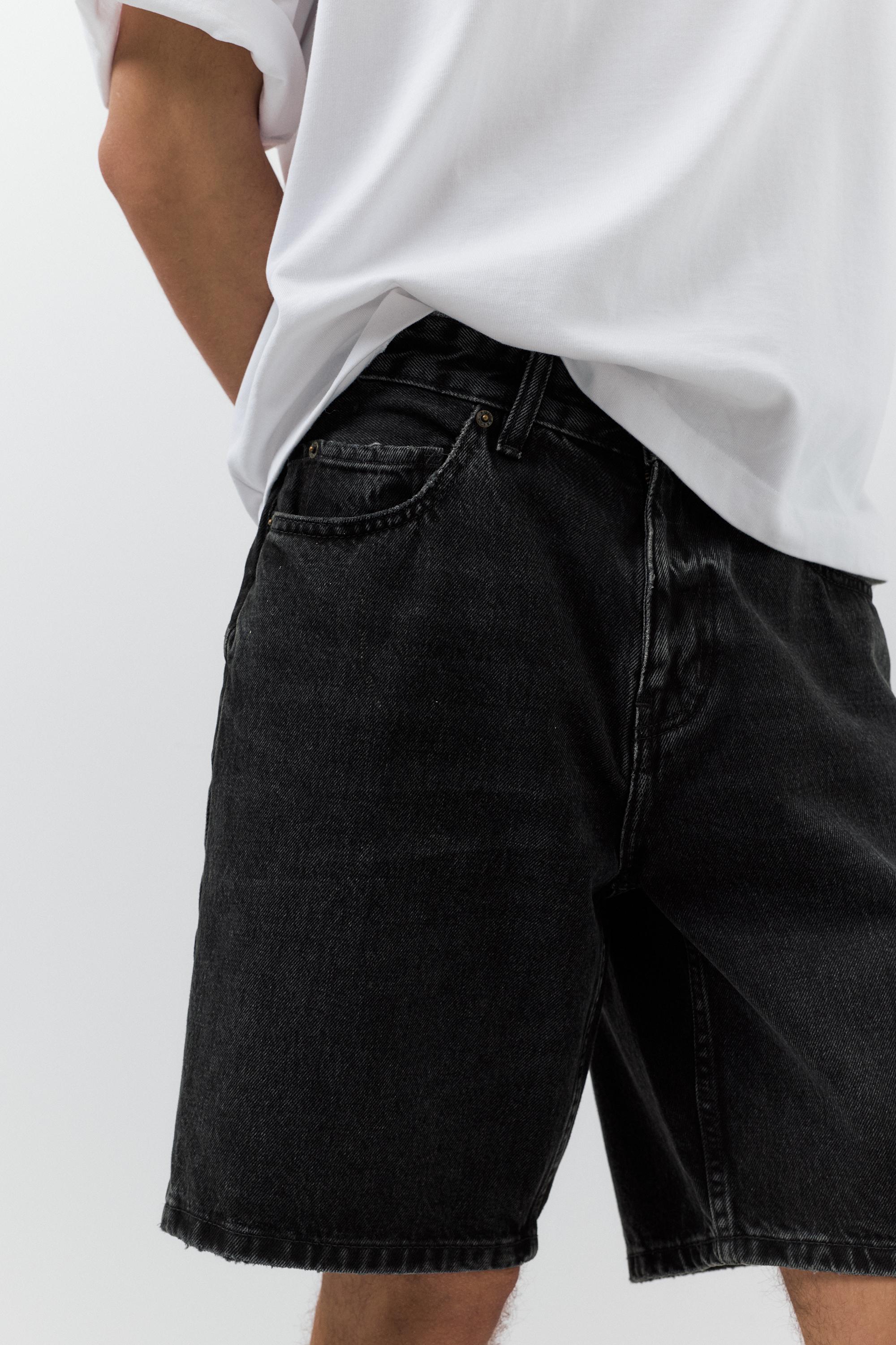 Standard denim Bermuda shorts — Faded black