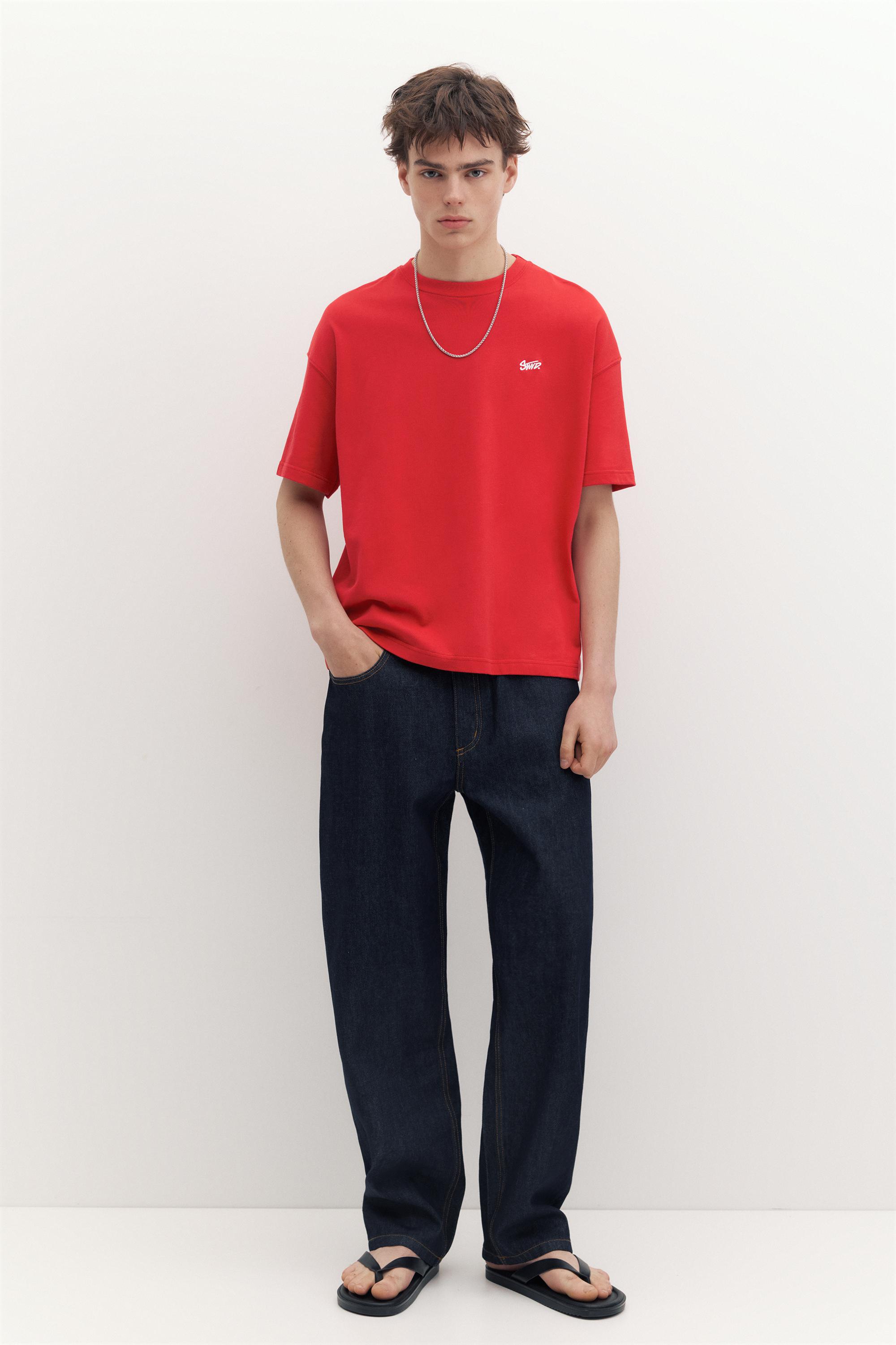 Boxy STWD logo T-shirt — Red