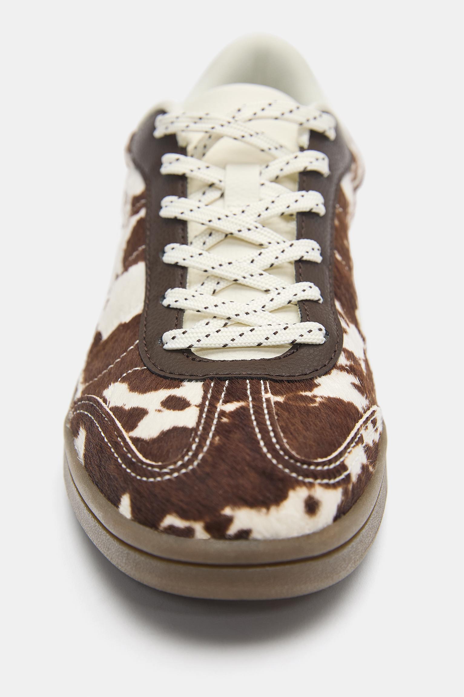 Cow print leather trainers — Contrast