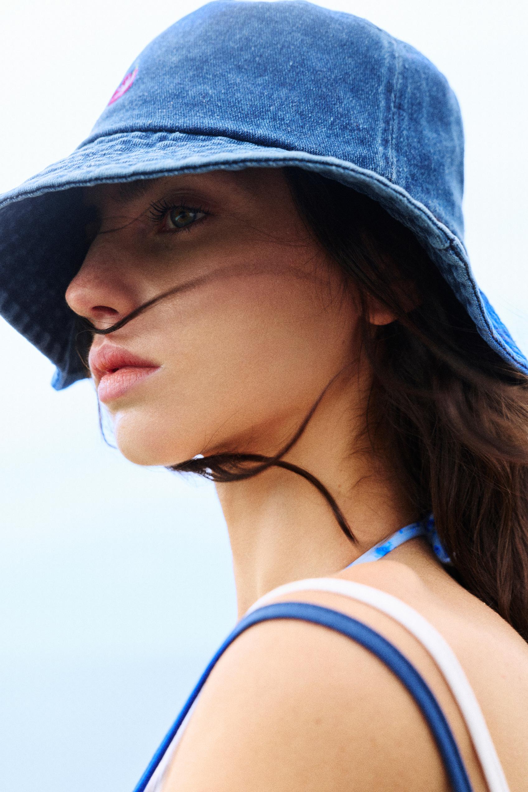 İşlemeli denim bucket şapka - Görsel 11