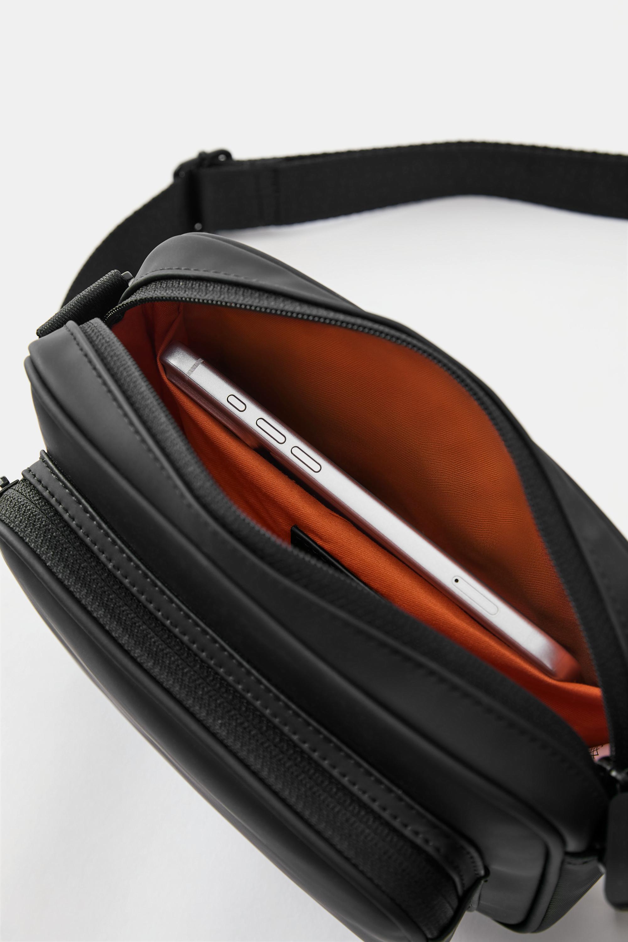 Rubberised crossbody bag — Black
