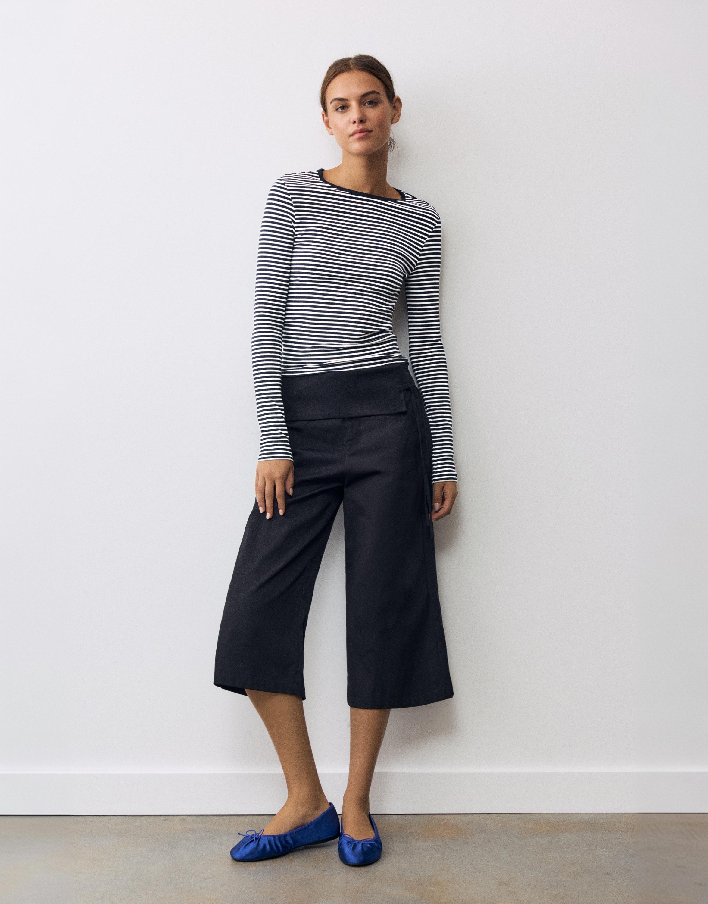 Fitted long sleeve T-shirt — Striped