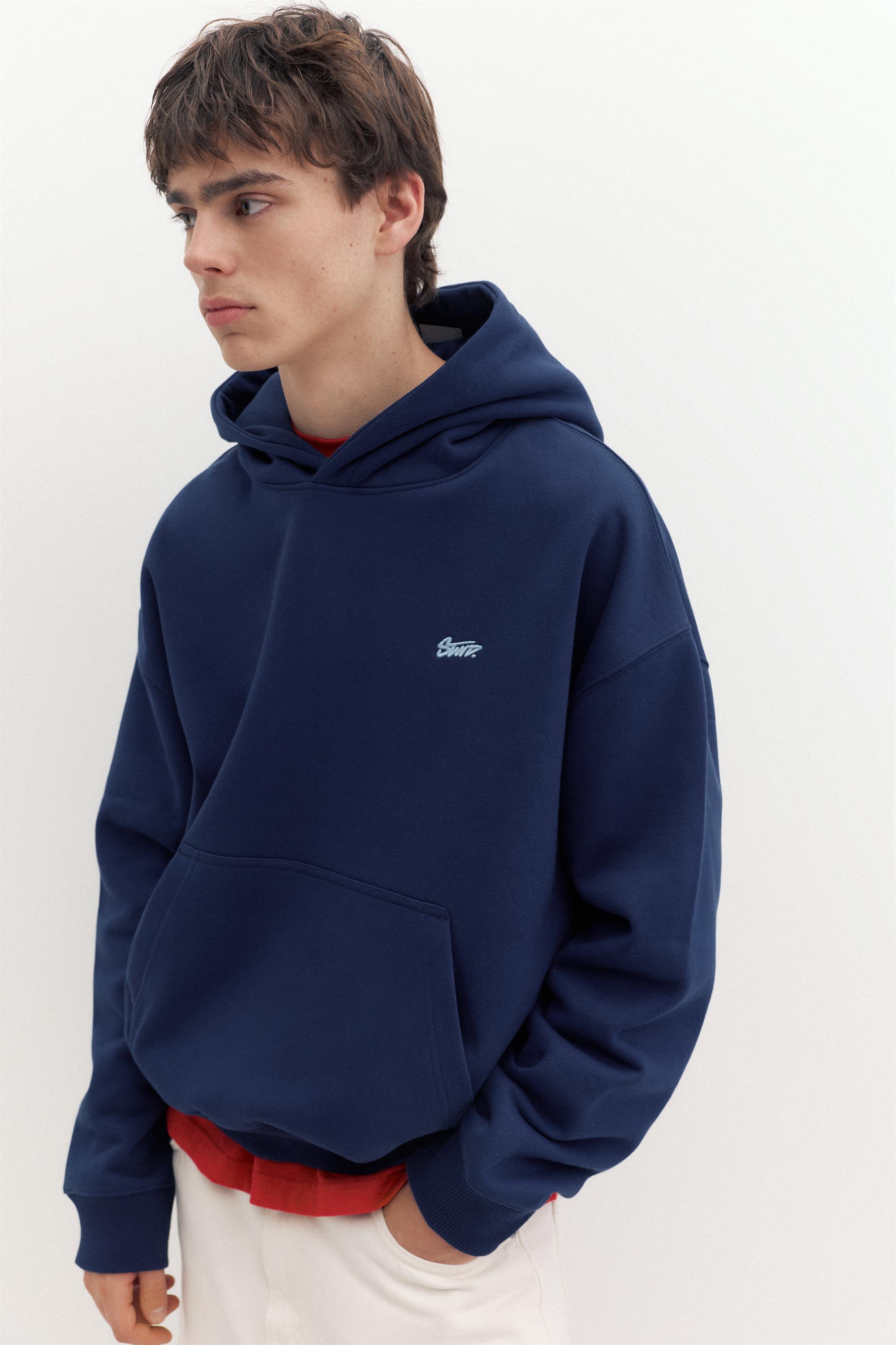 STWD logo boxy hoodie — Navy