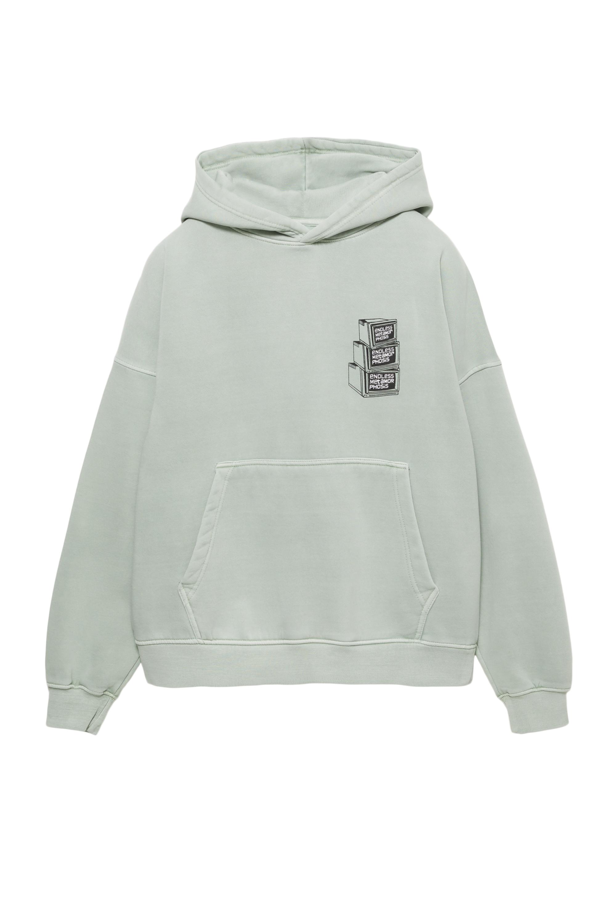 Oversize kapüşonlu grafik baskılı sweatshirt - Görsel 14