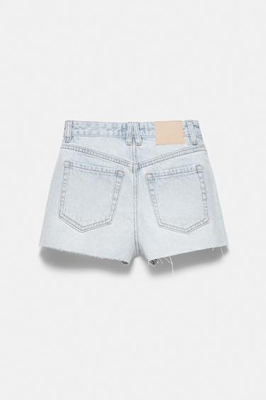Mid-waist rhinestone denim shorts — Pale blue 8