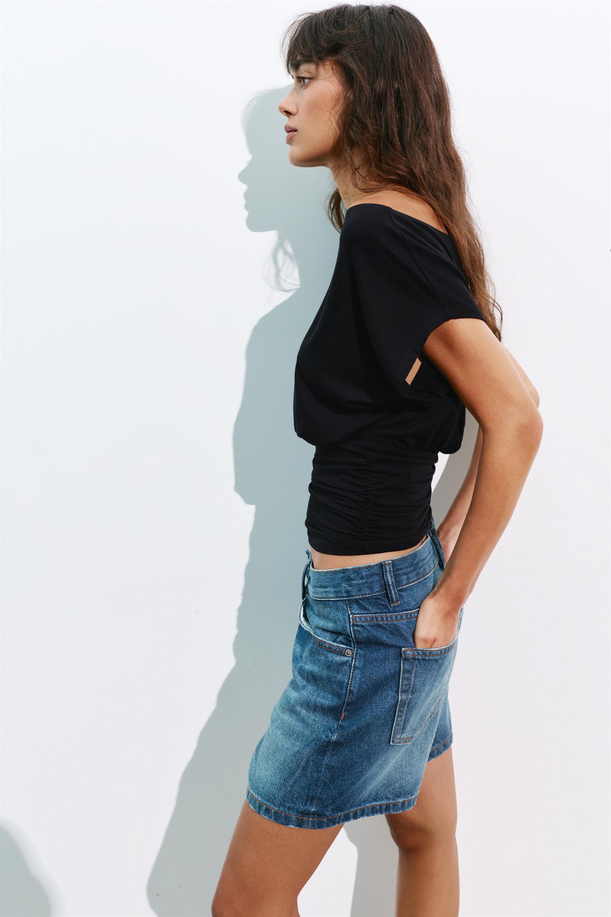 Asymmetric cummerbund T-shirt — Black