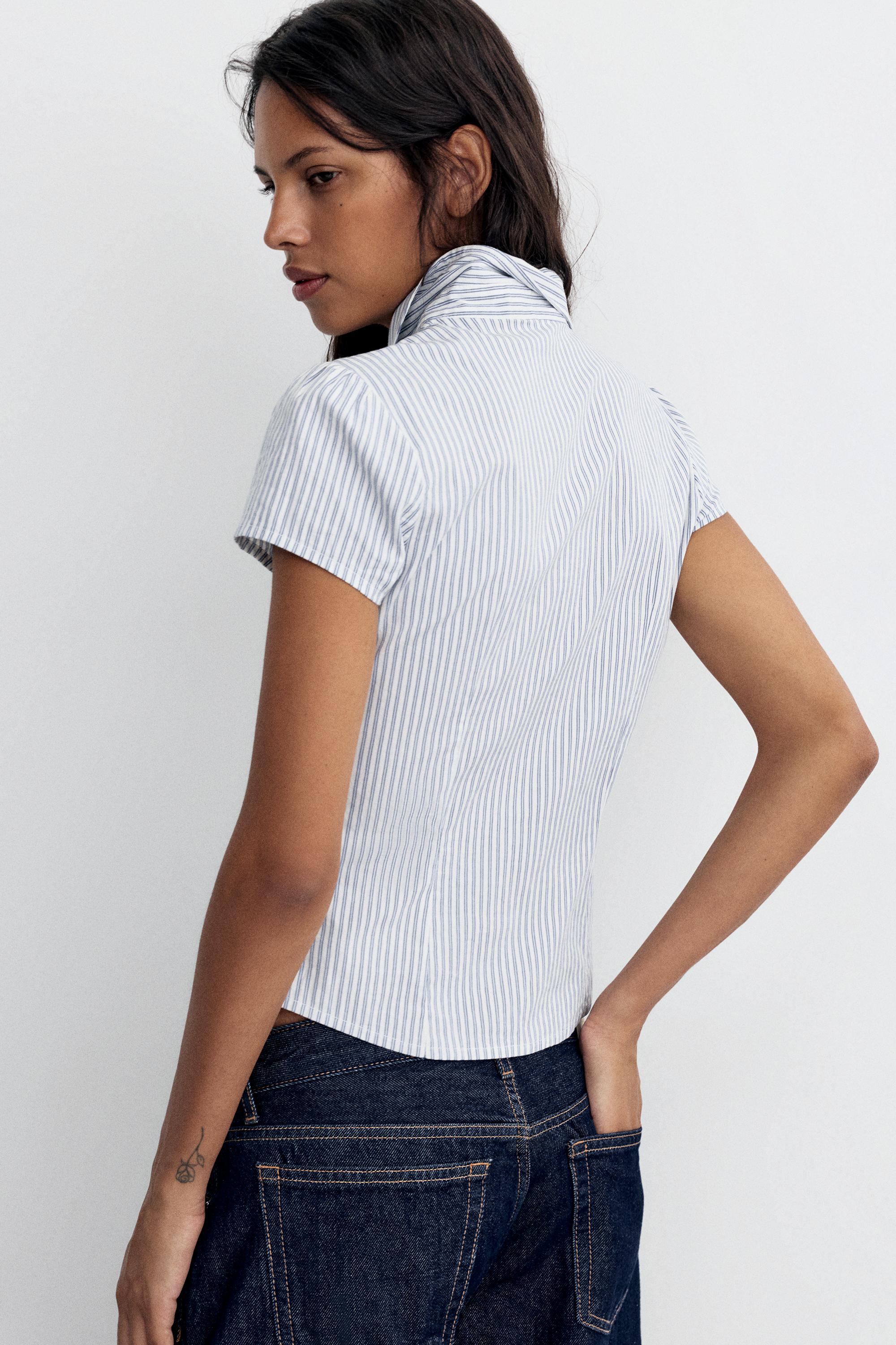 Slim fit short sleeve shirt — Blue/White