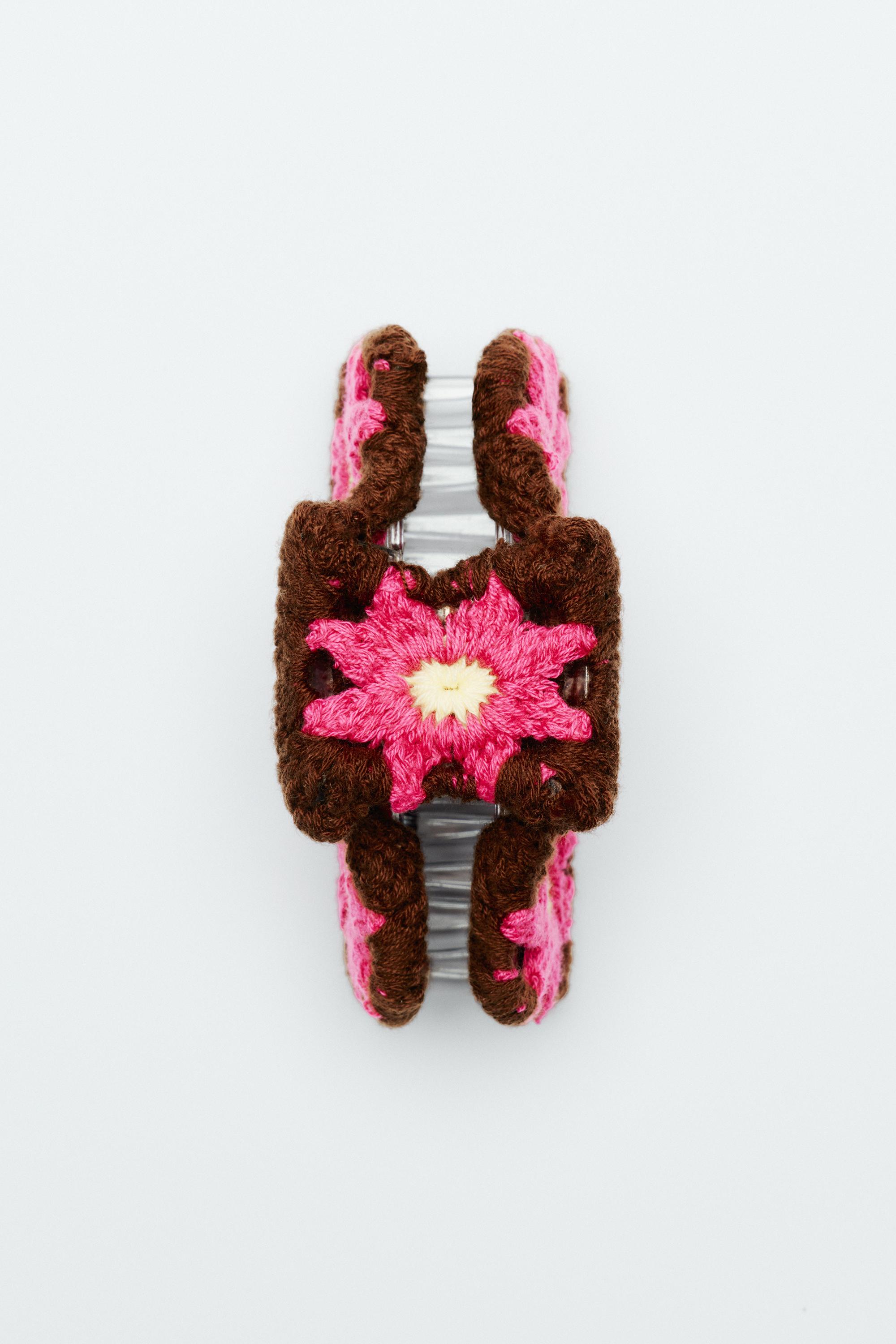 Crochet hair clip — Brown
