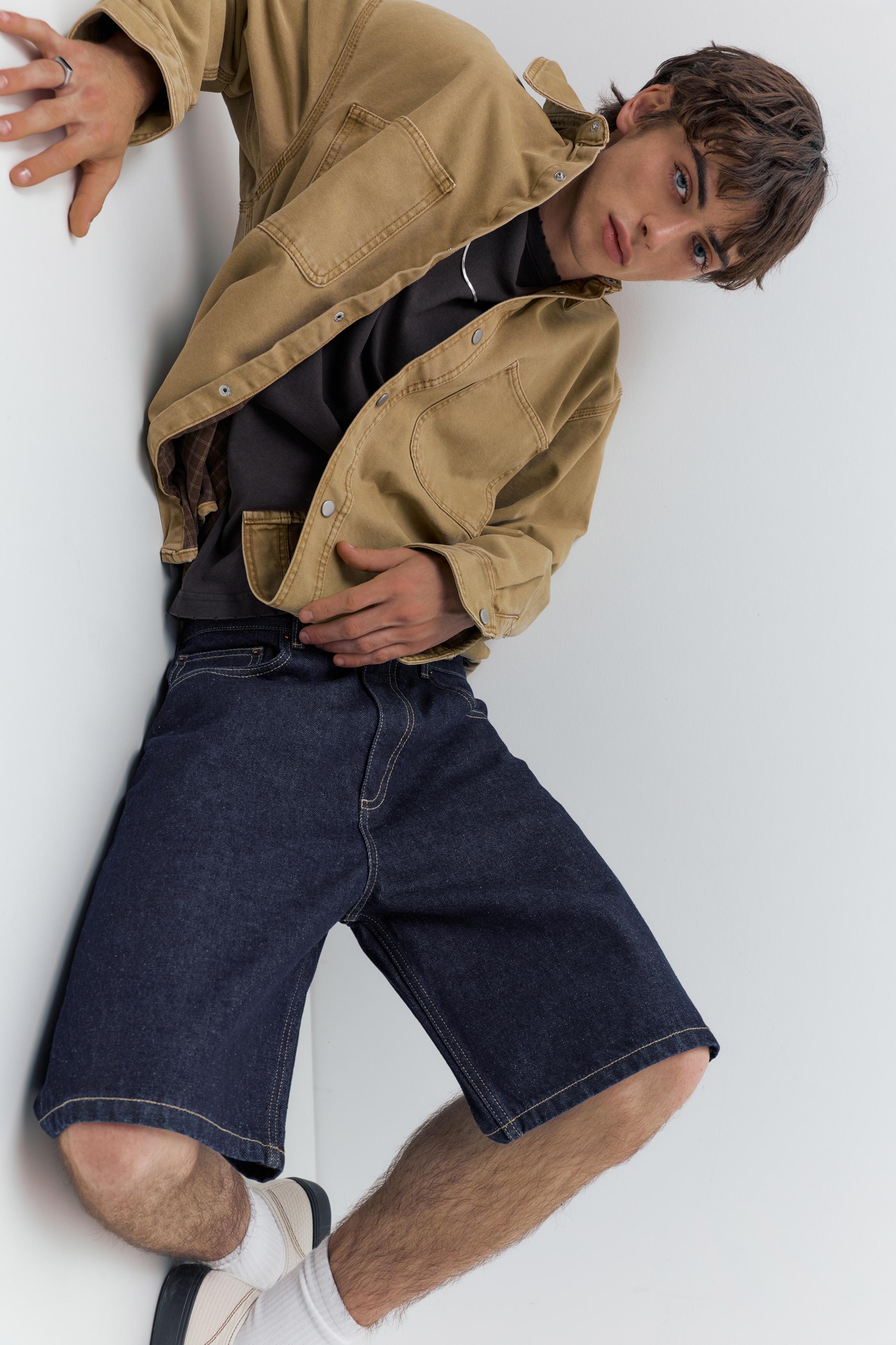 Baggy denim Bermuda shorts — Navy