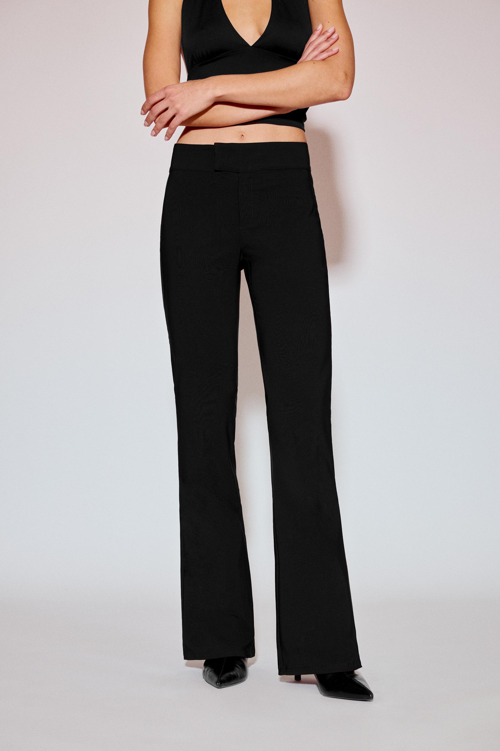 Mid-waist bootcut trousers — Black
