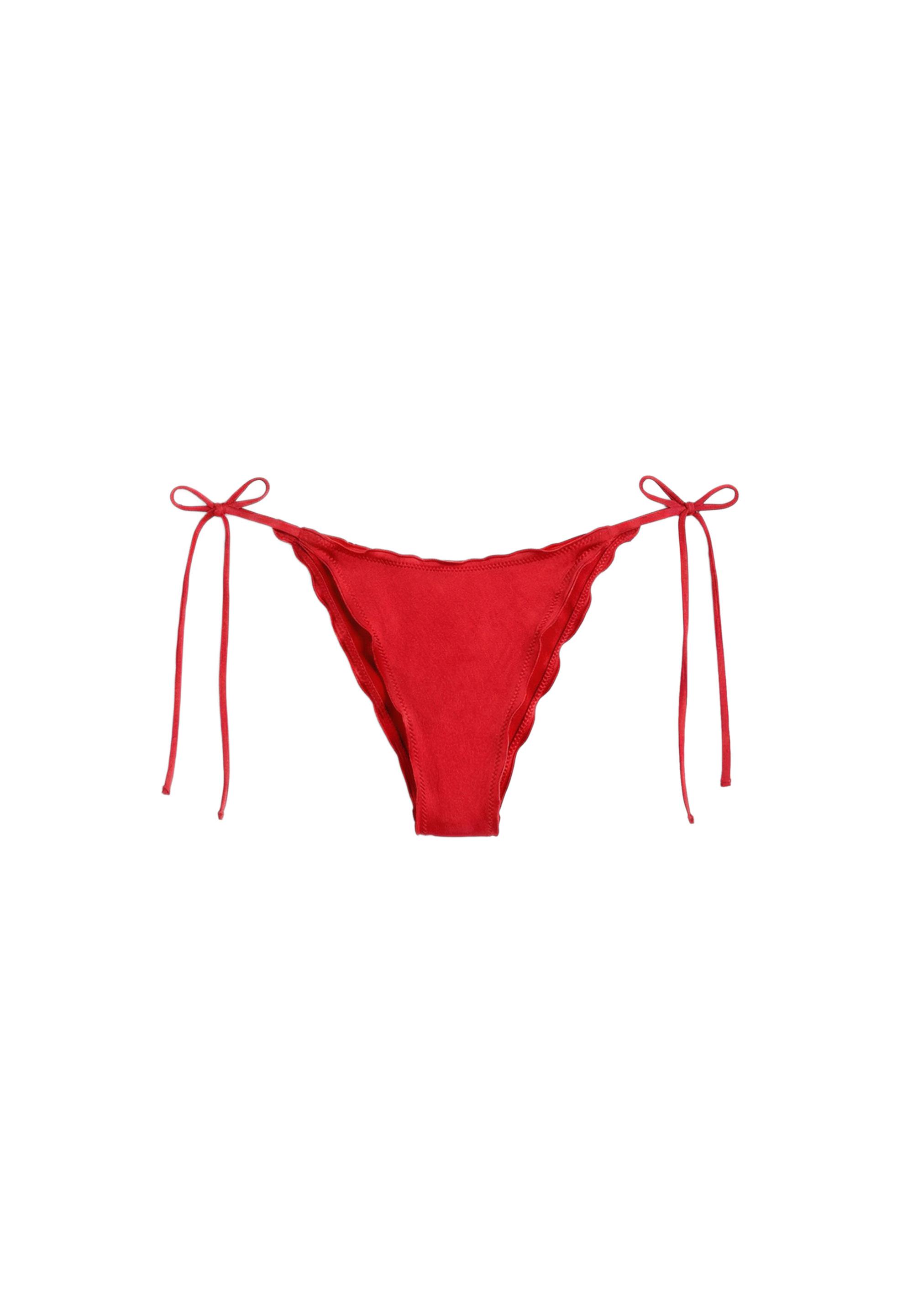 Frilled bikini bottoms — Red