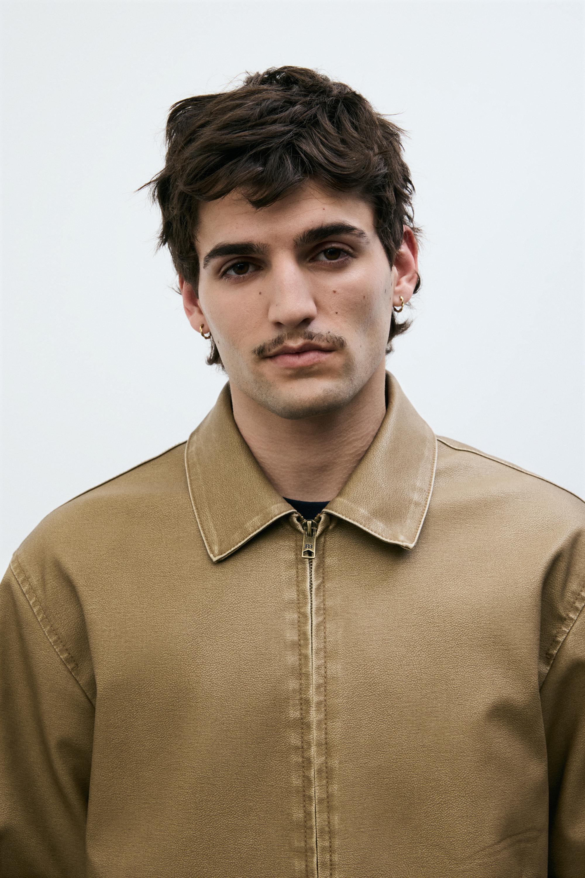 Yıkanmış suni deri ceket - Görsel 19