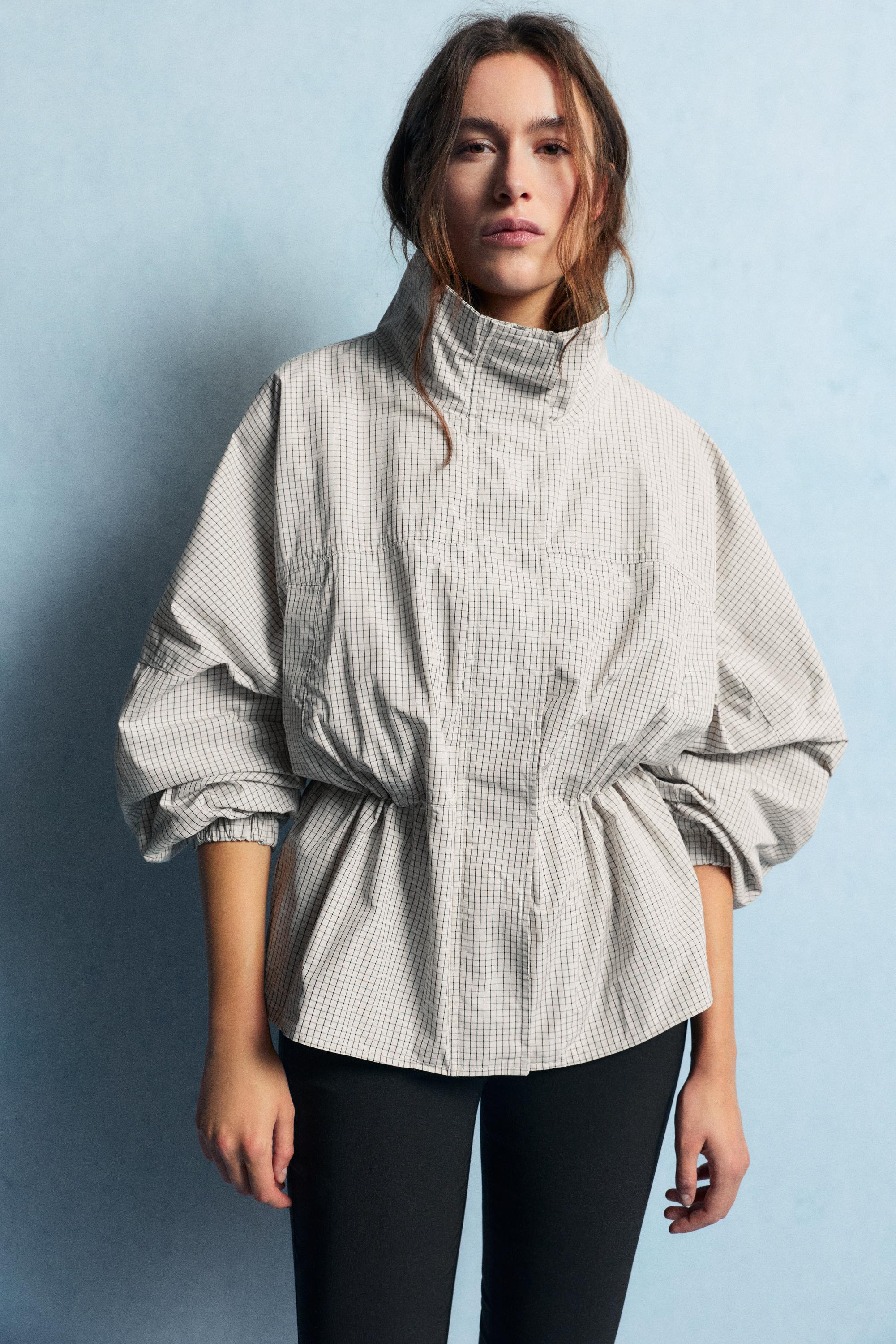 Pull&Bear Dik yaka büzgülü ceket görsel 4