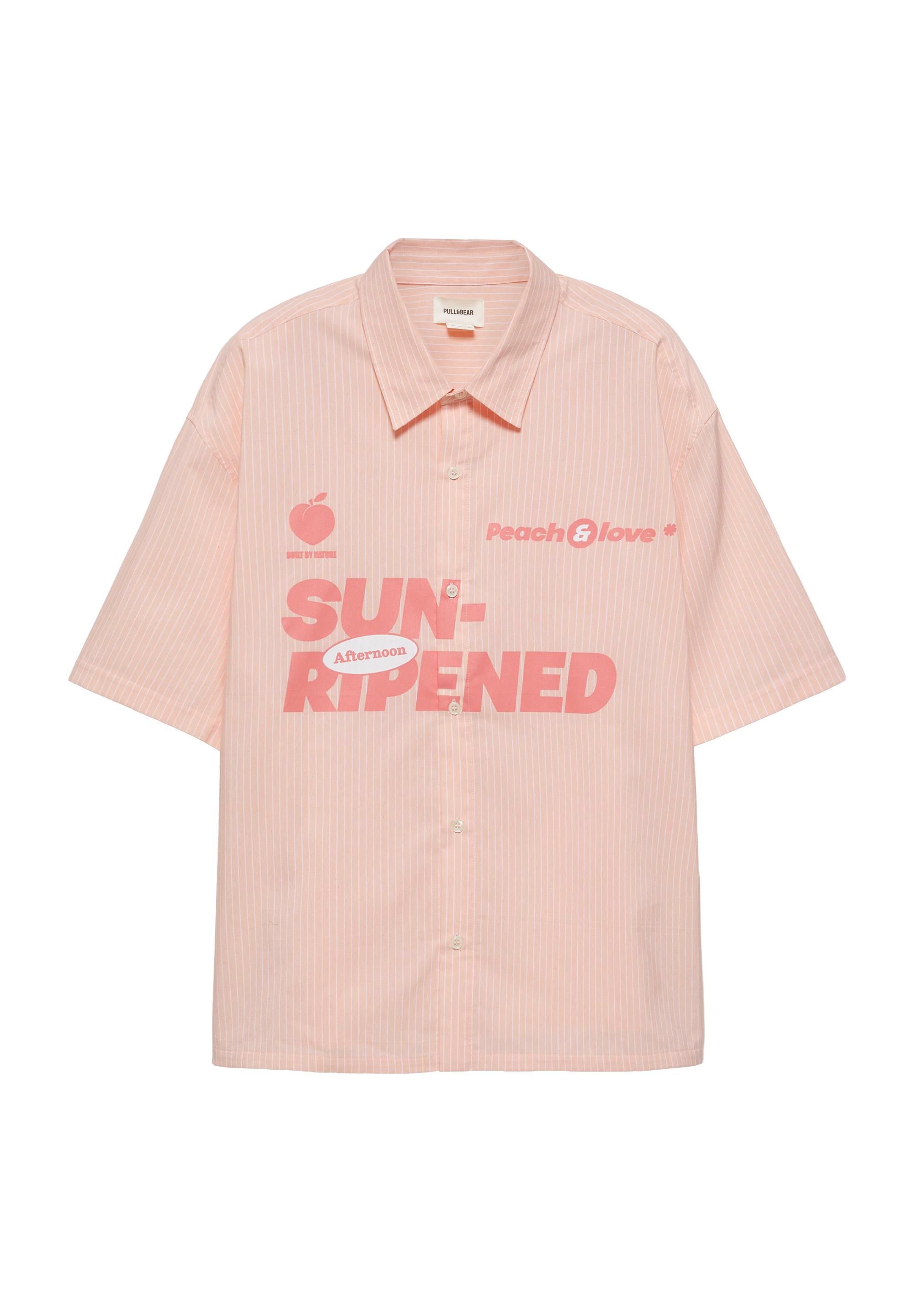 Peach striped graphic shirt — Chalk pink