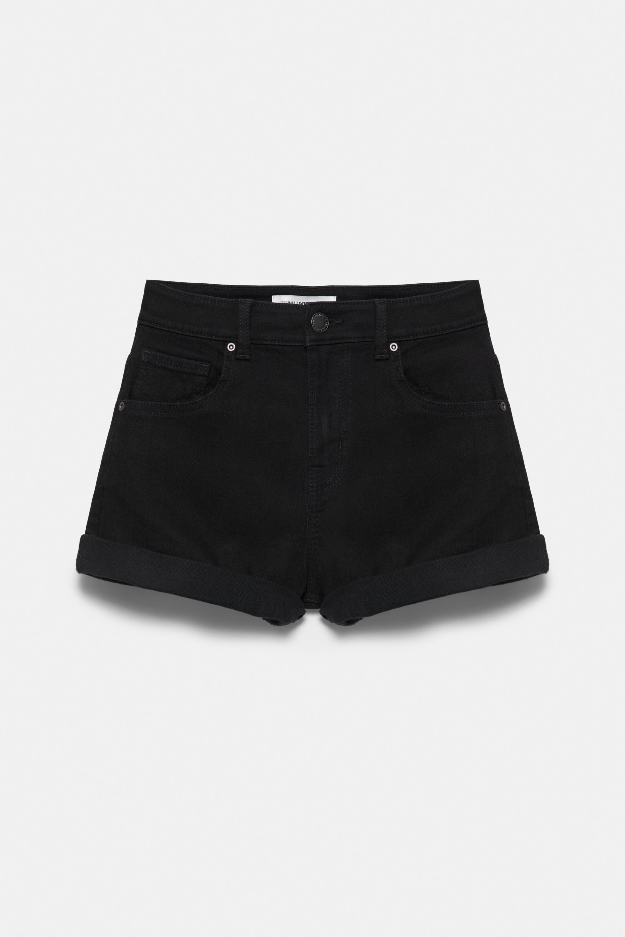 Mid-waist denim shorts — Black