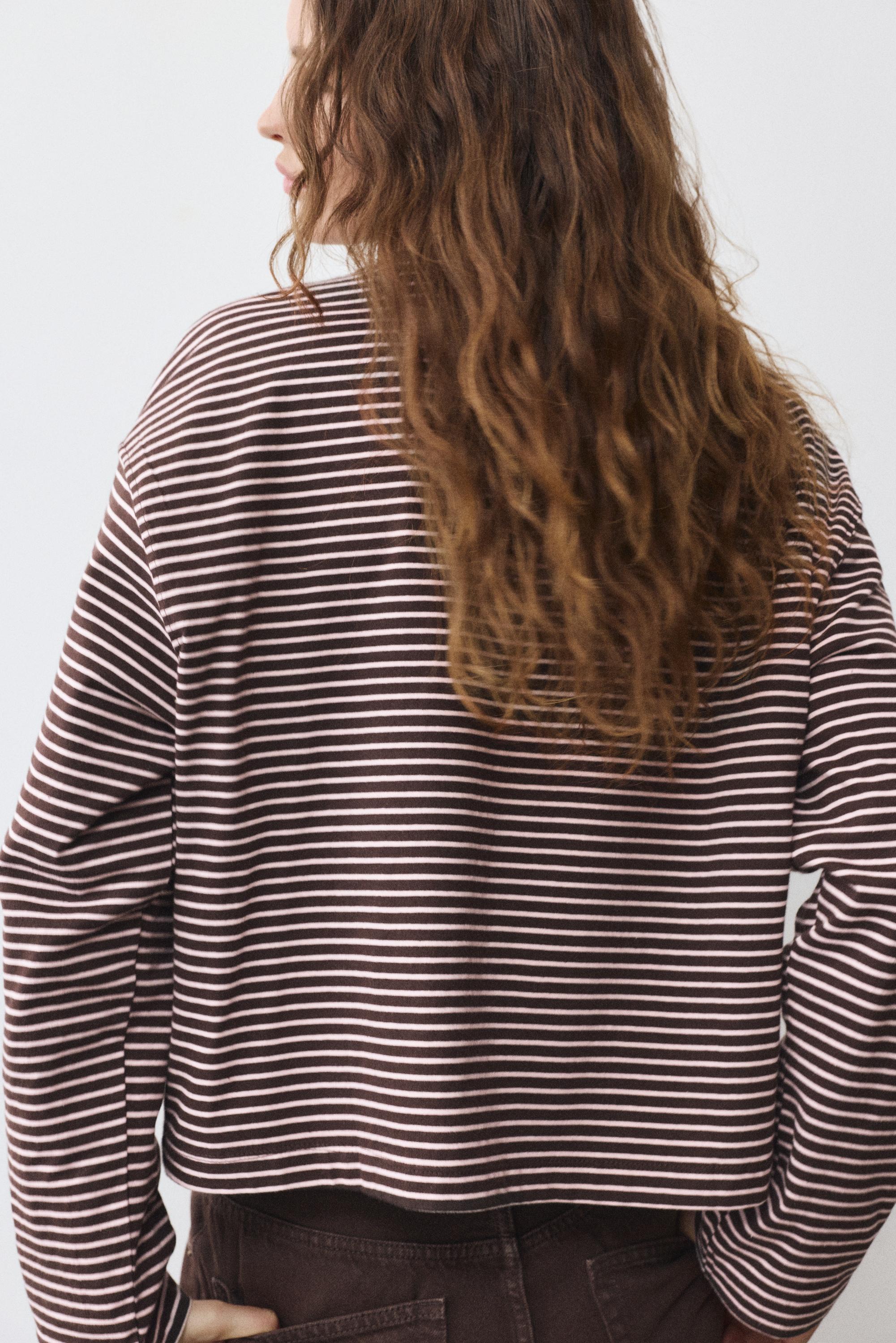 Boxy-fit long sleeve T-shirt — Pink
