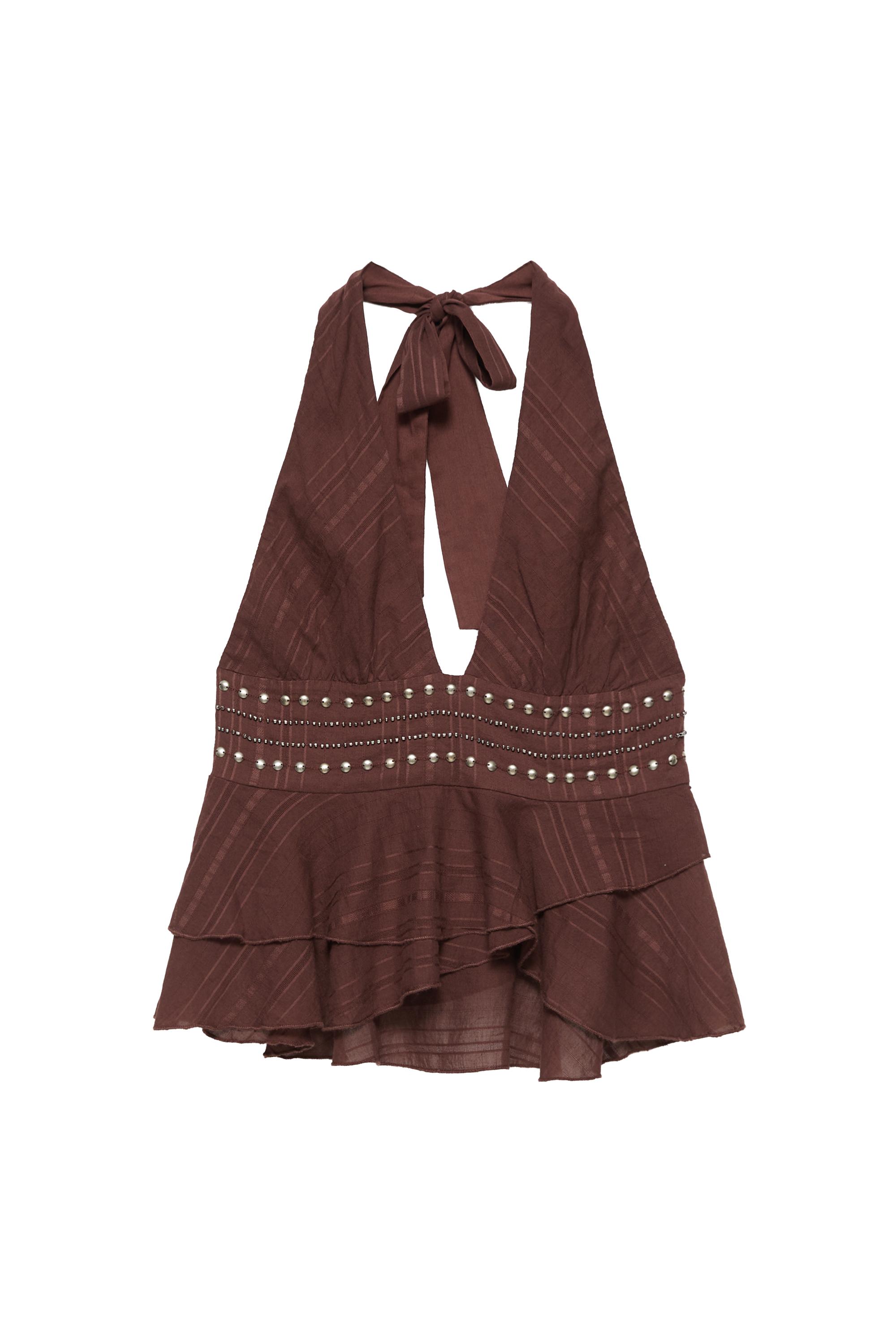 Pull&Bear Halter fırfırlı zımbalı top görsel 5