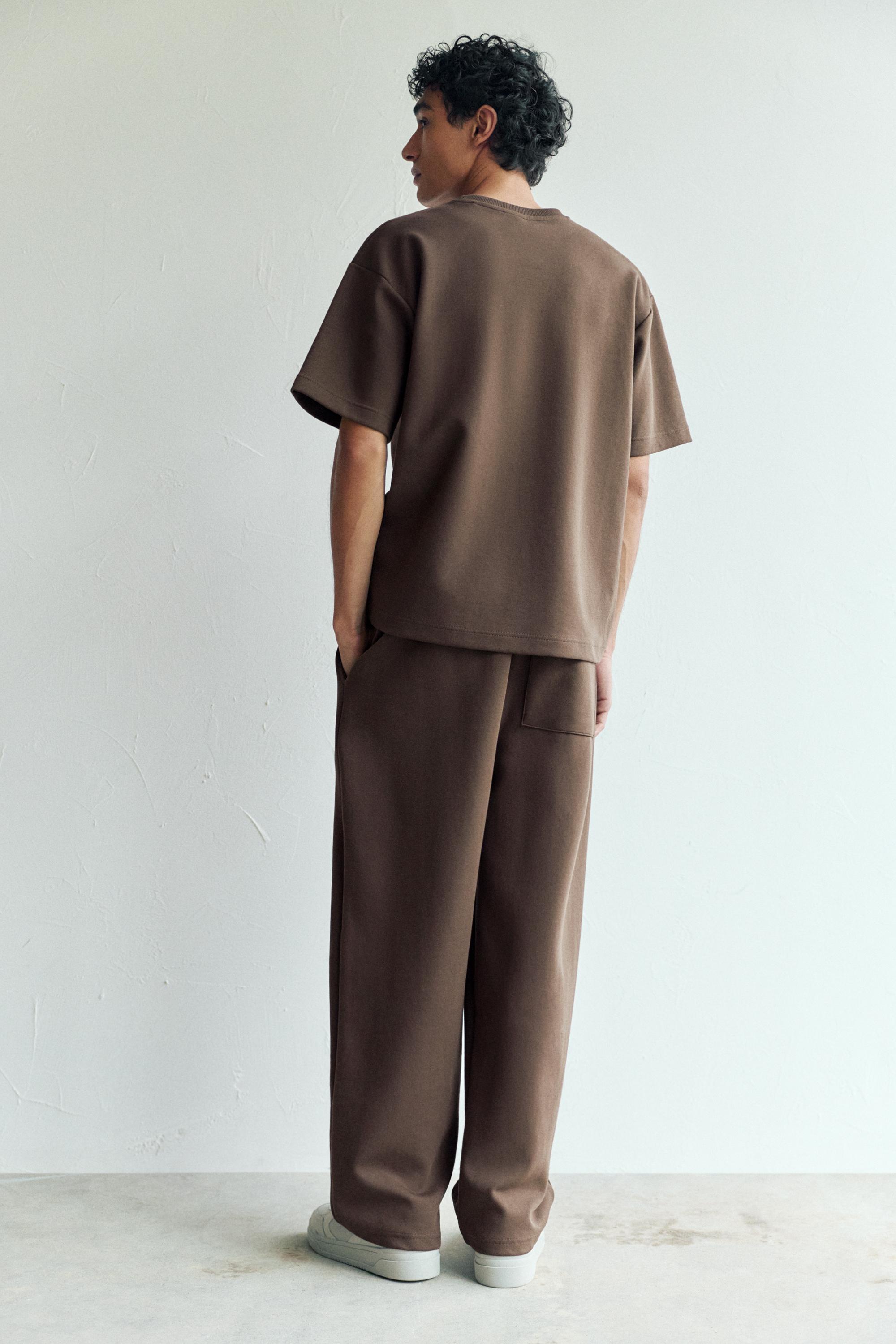 Basic short sleeve sweatshirt — Pale brown
