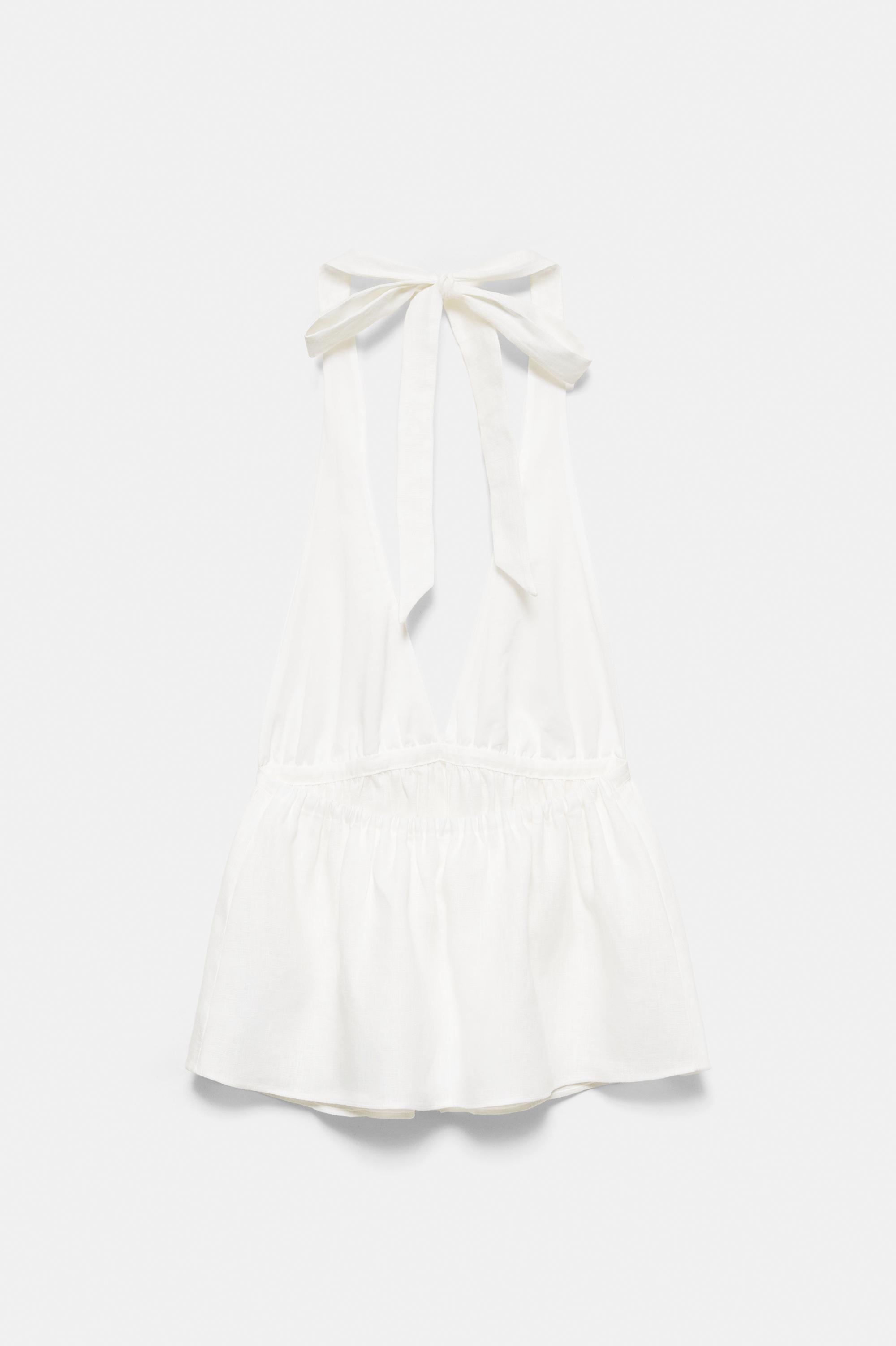 Encaixe de Camariñas x Pull&Bear 100% linen halter top — Off white