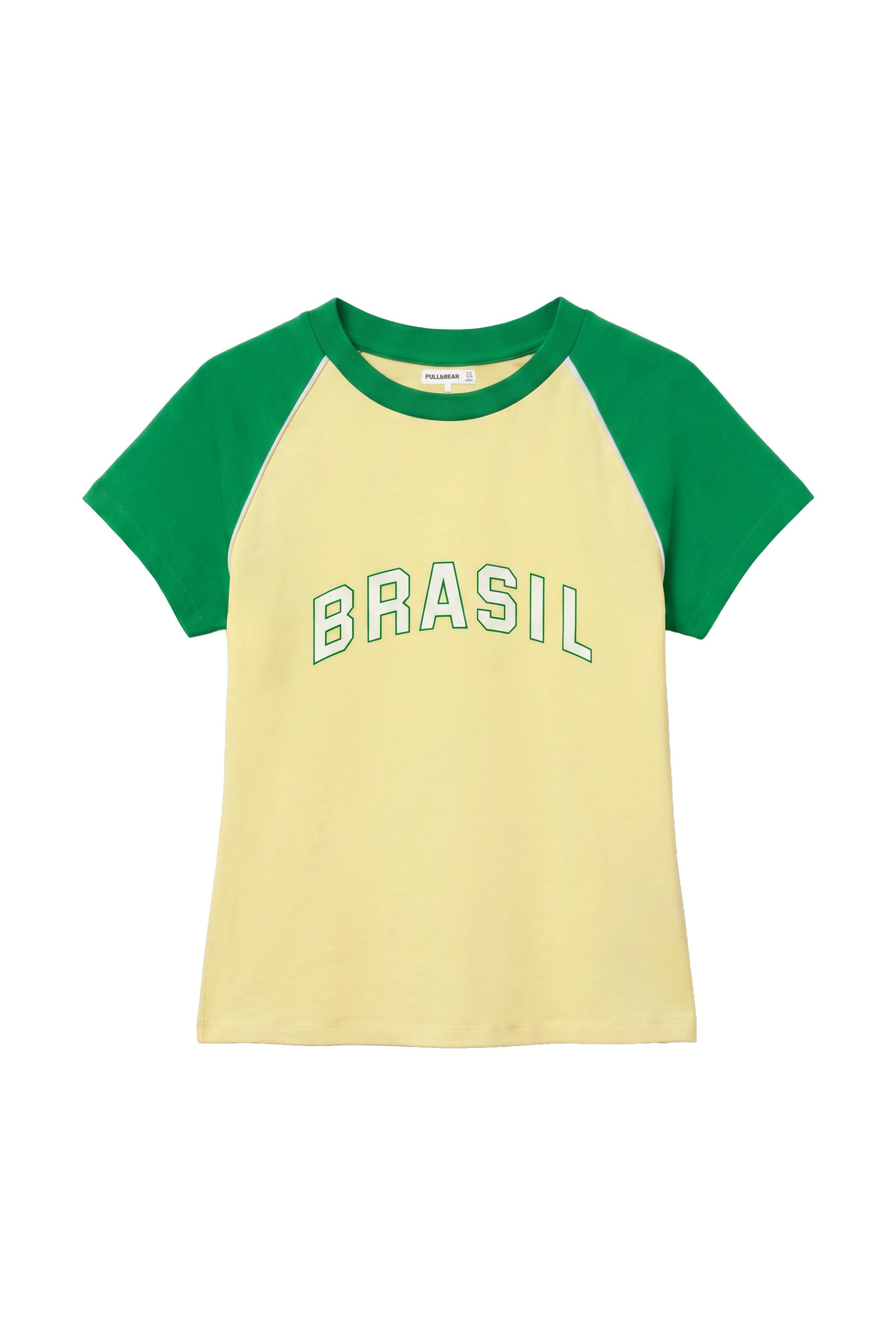 Pull&Bear Slim fit Brezilya grafik t-shirt görsel 2