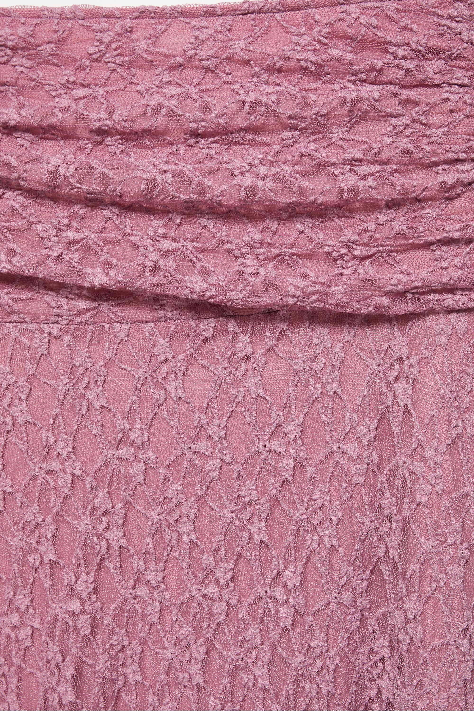 Draped waist lace midi skirt — Powder mauve