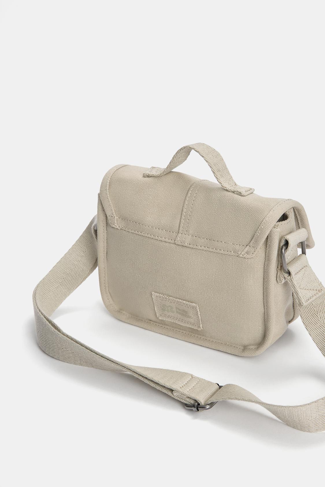 Mini canvas messenger bag with flap - pull&bear