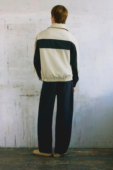 Zip-up panelled jacket — Ecru/Black 2