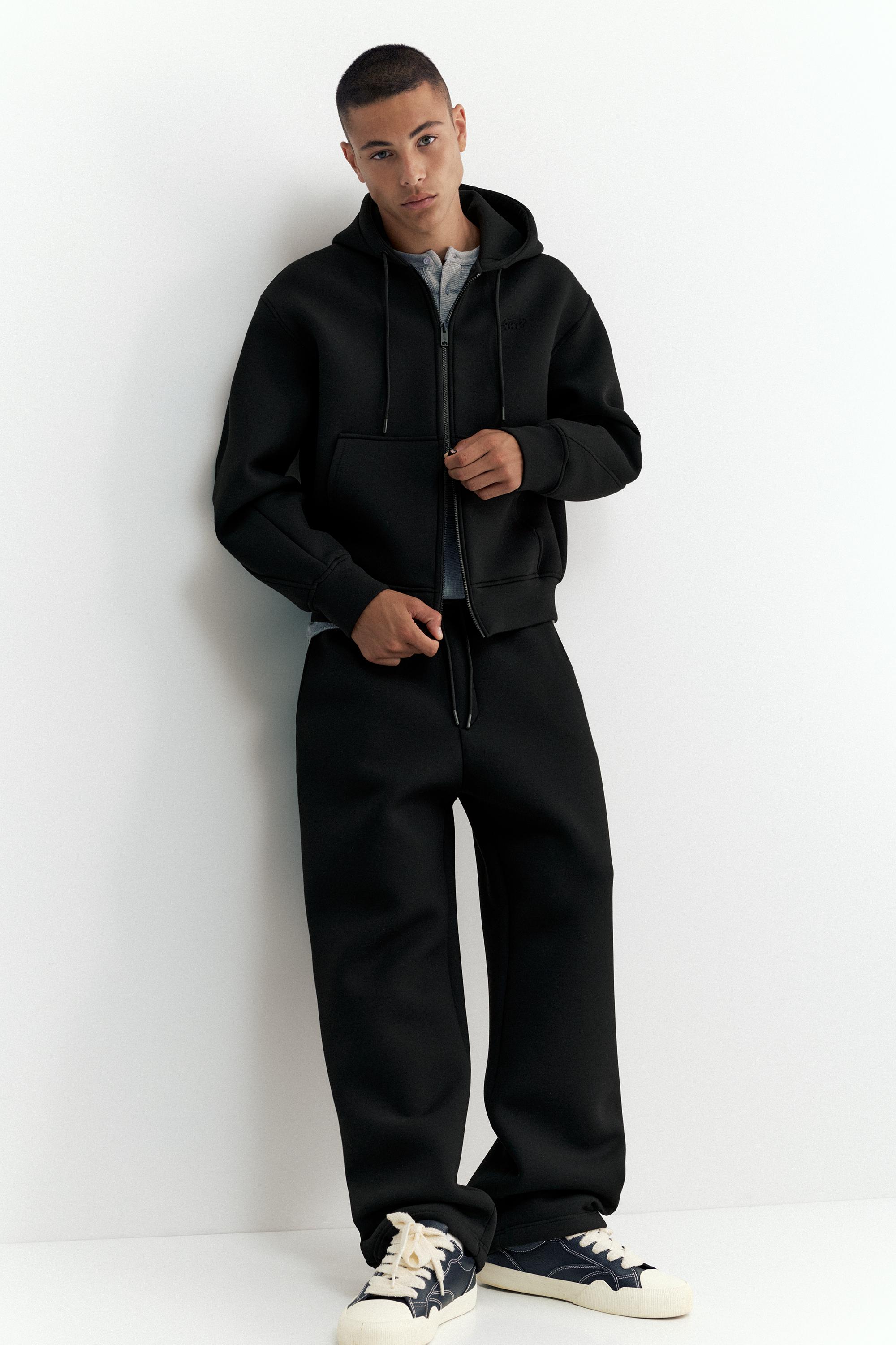 Neoprene-effect baggy trousers — Black