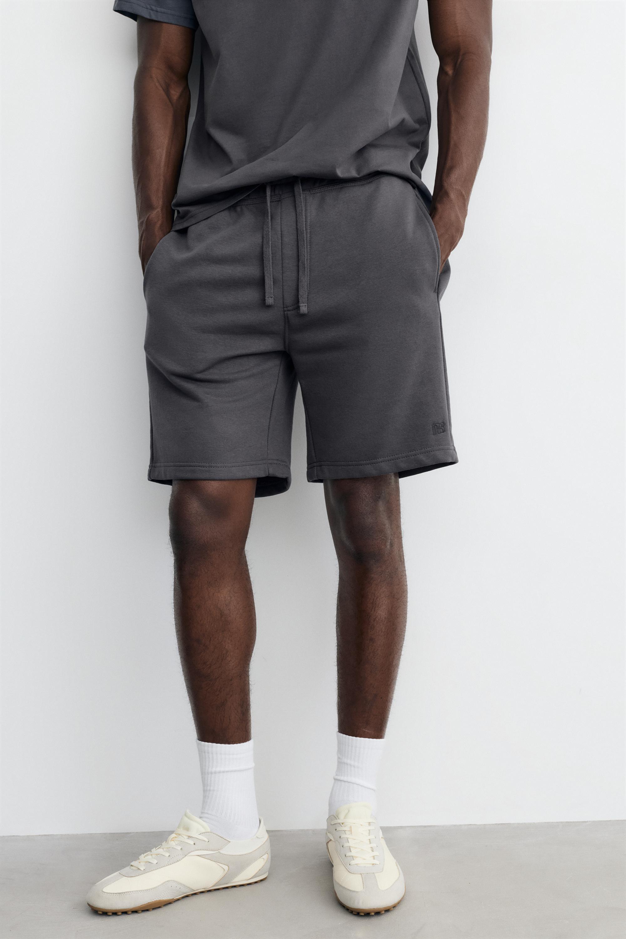 Pack of Bermuda jogger shorts and T-shirt — Anthracite grey
